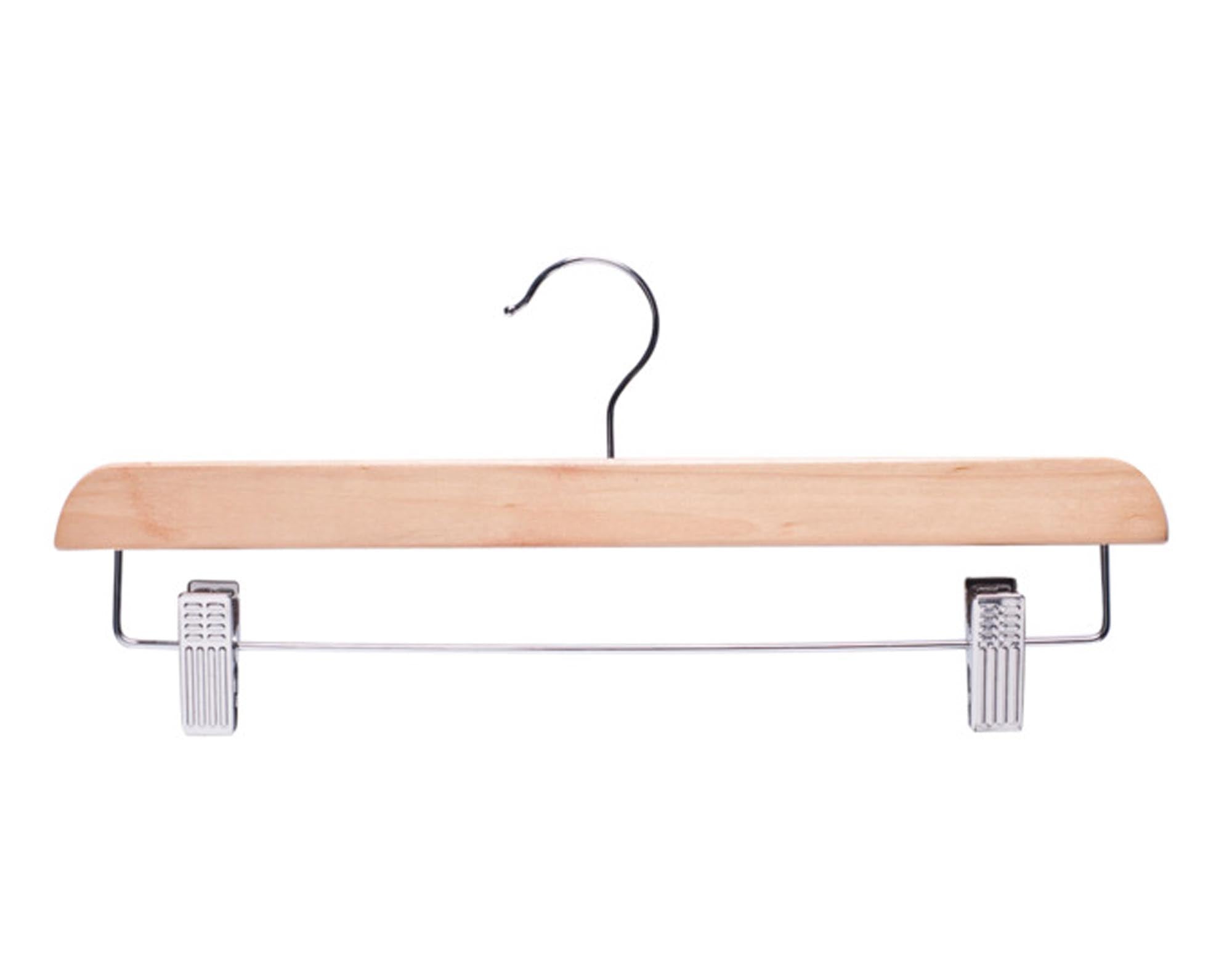 ZELLER Rock Hosenbügel aus Buche, verchromt, 36cm – ideal für stilvolle Aufbewahrung von Hosen und Röcken. Rutschfeste Clips, platzsparend und schützend.