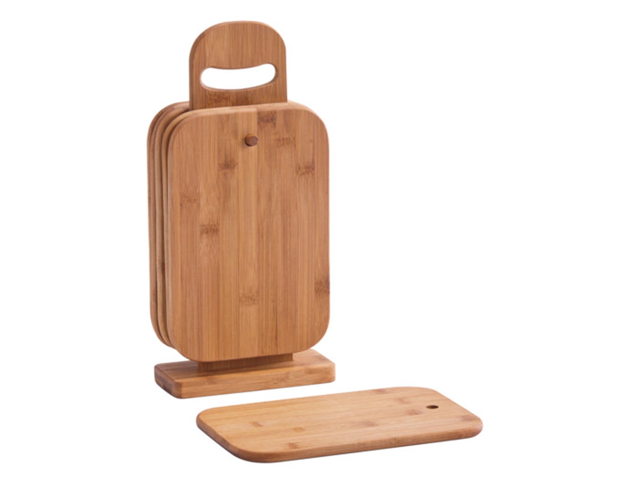 Entdecken Sie das ZELLER Brettchenset aus Bambus – 7-teilig, platzsparend, robust und elegant. Perfekt für Ihre Küche! Jetzt kaufen!