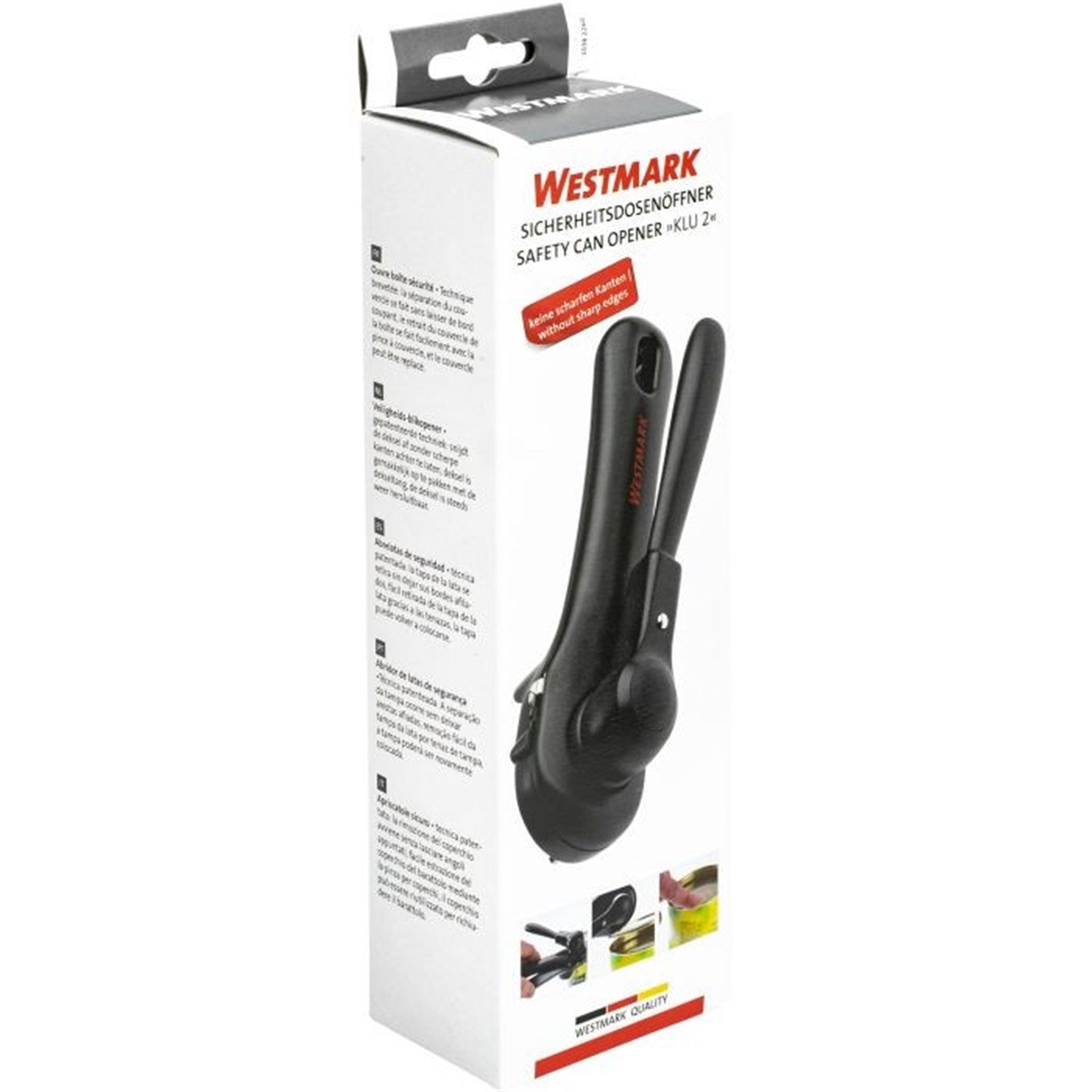 Sicherer und ergonomischer Dosenöffner Klu von Westmark, 17.5x5.5x6cm, ideal für einfaches und sicheres Öffnen von Dosen, robust und benutzerfreundlich.