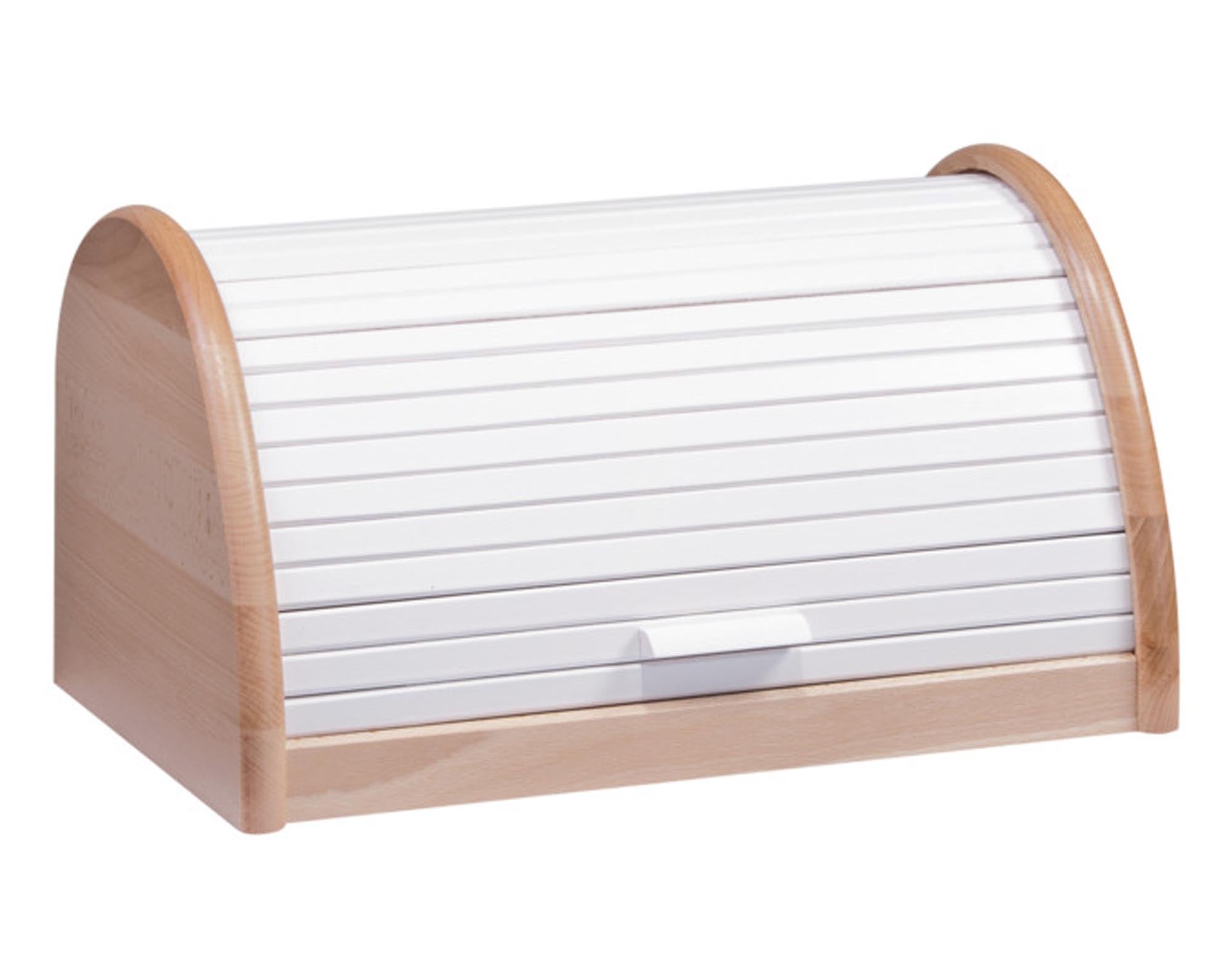 Entdecken Sie den ZELLER Rollbrotkasten Buche in Weiß (39x25x21 cm) – stilvolle Aufbewahrung für frisches Brot, langlebig und elegant.