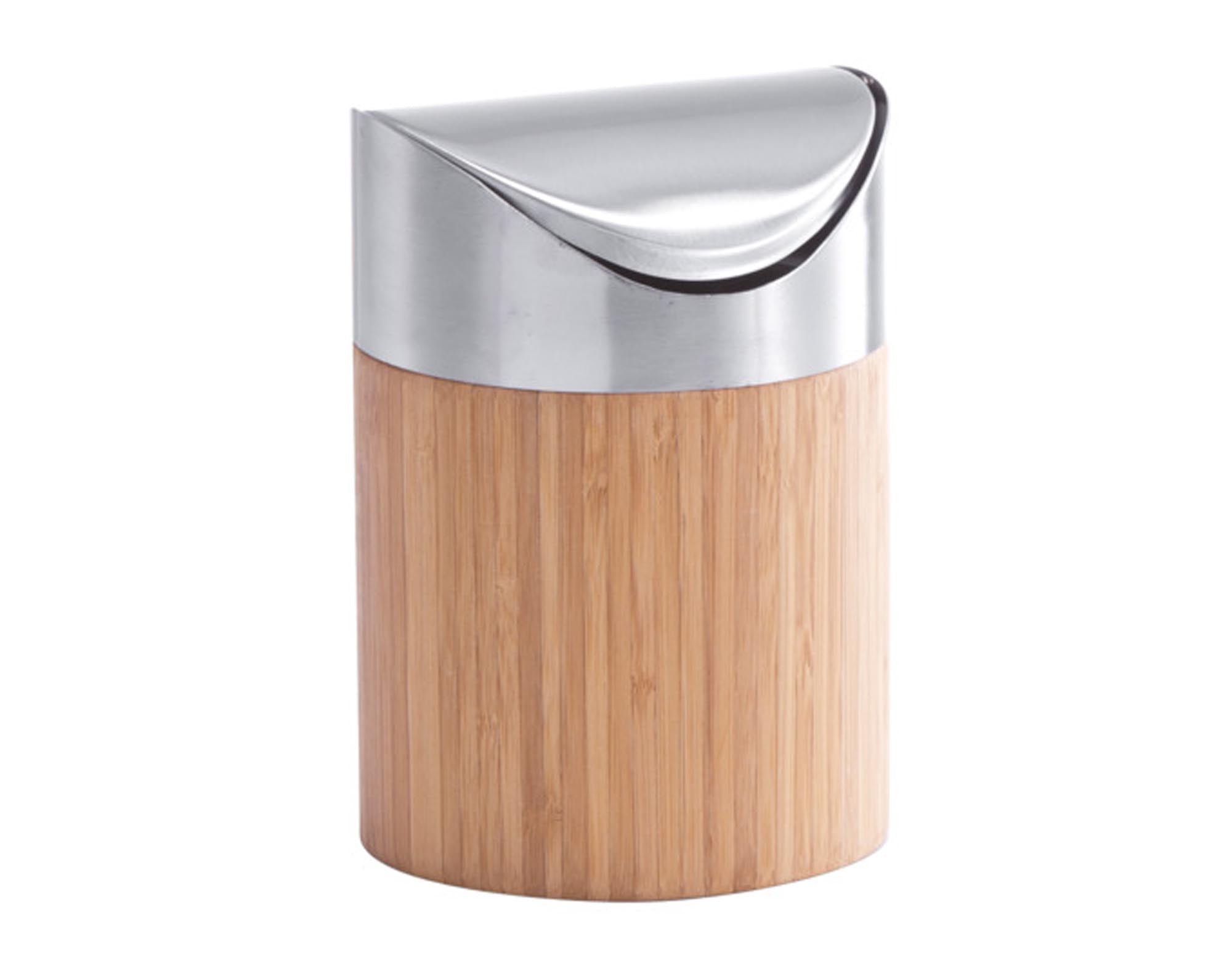 Entdecken Sie den ZELLER Tischabfalleimer Bamboo (ø 12x17 cm) – stilvoll, nachhaltig und ideal für Tischabfälle in Küche und Büro.