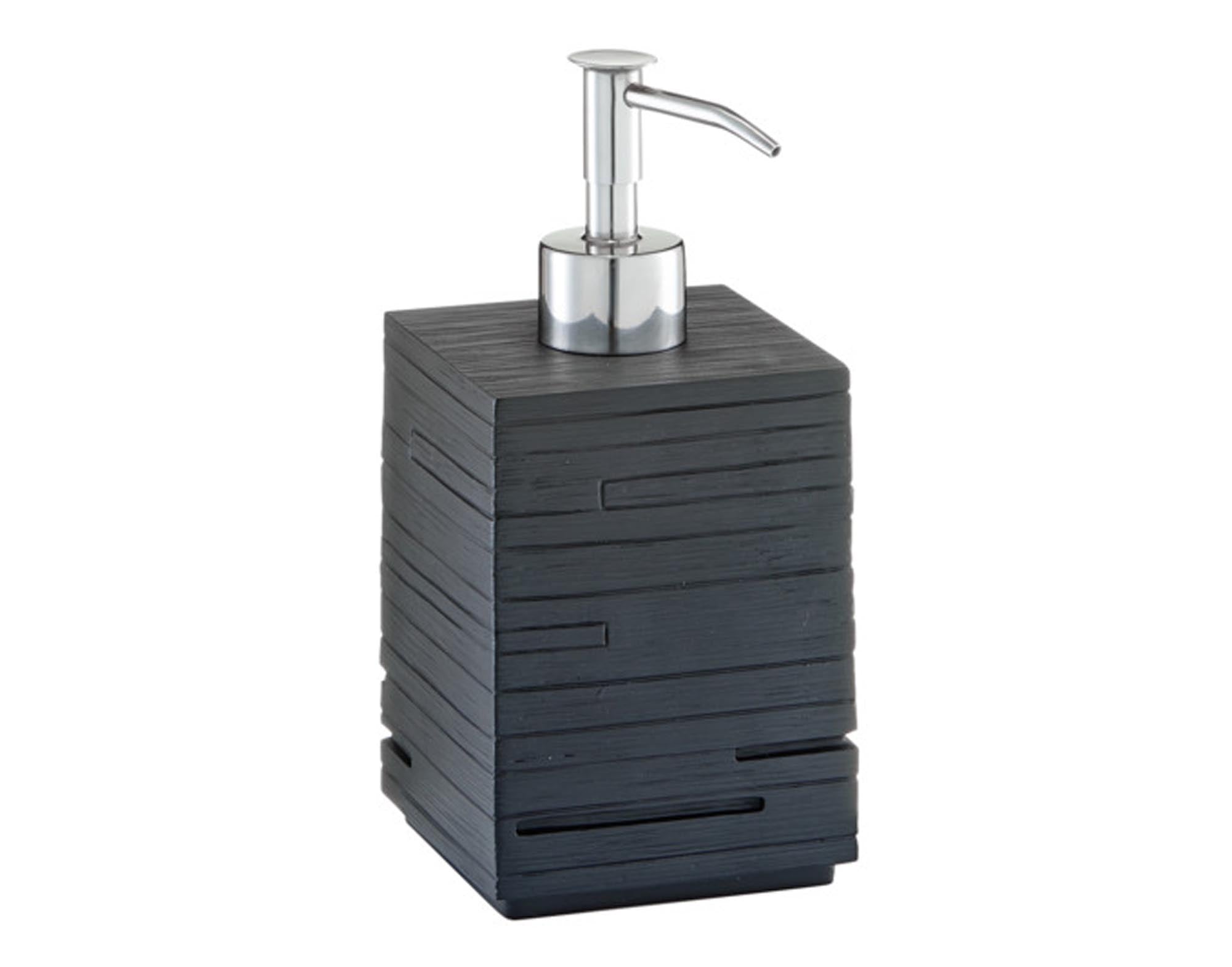 Entdecken Sie den ZELLER Seifenspender aus schwarzem Polyresin im eleganten Schiefer-Look. Ideal für modernes Badezimmer-Design und praktische Anwendung.