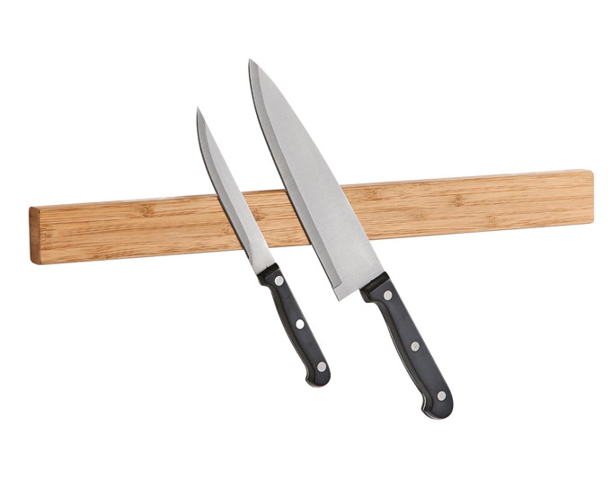 Entdecken Sie die ZELLER Magnetleiste Bamboo 45x4 cm – stilvolle, nachhaltige Aufbewahrung für Messer und Küchenutensilien mit starken Magneten.