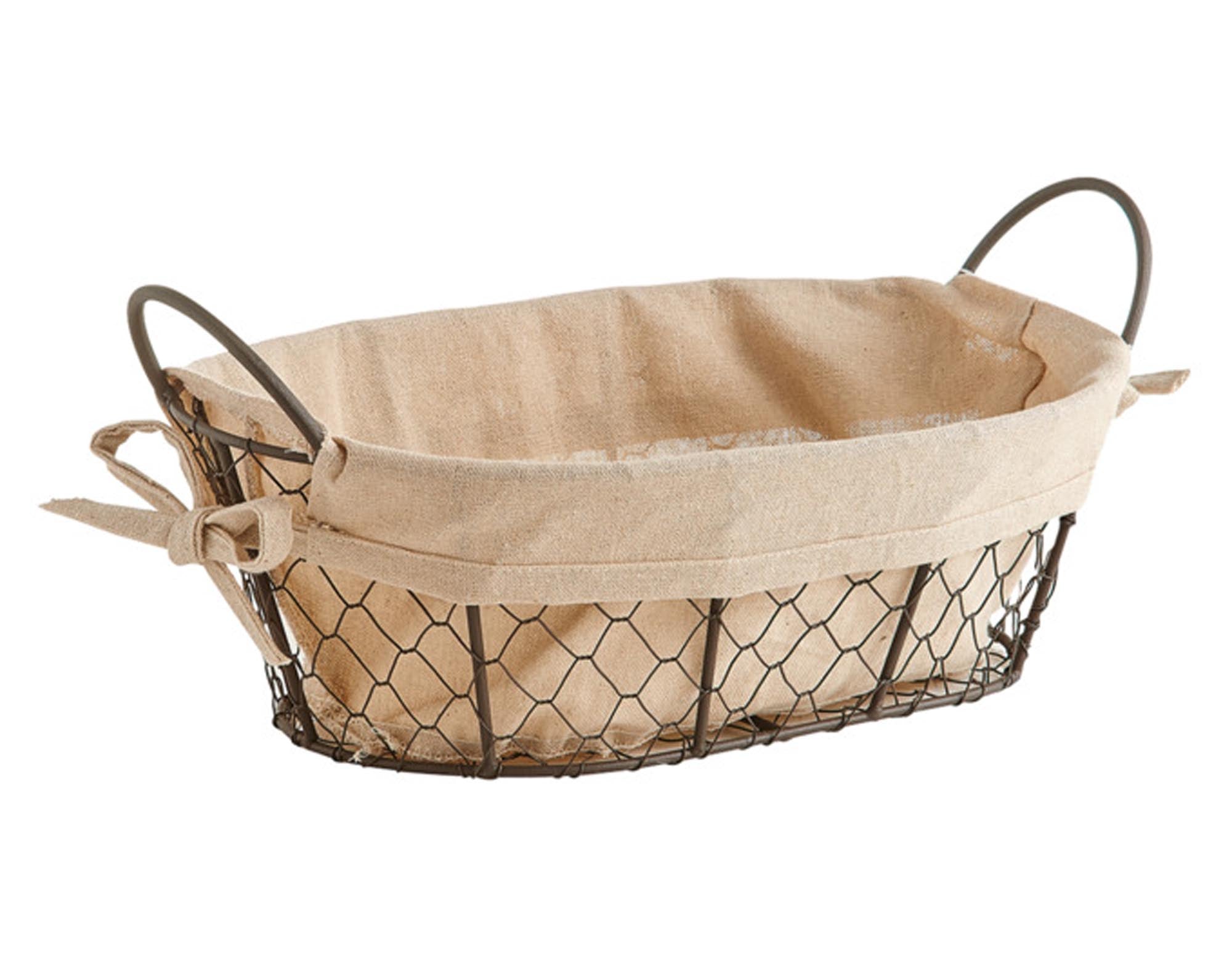 Entdecken Sie den ZELLER Brotkorb Countrystyle aus Leinen und Draht (26x21x11 cm) – stilvoll, atmungsaktiv und ideal für frisches Brot und Brötchen.