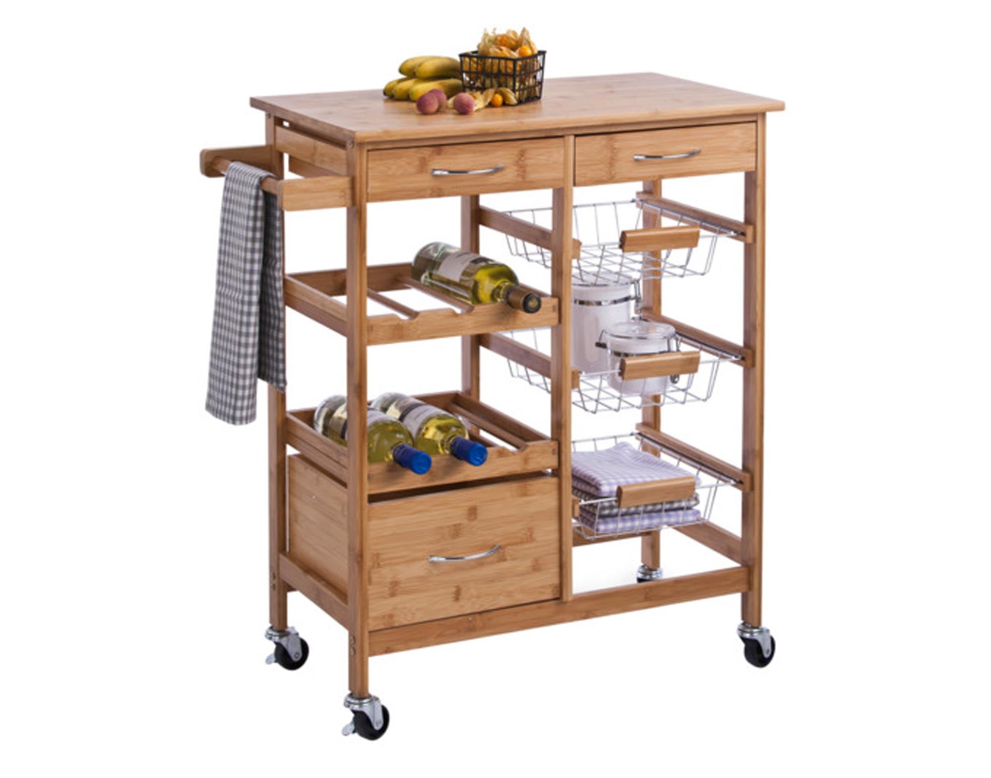 Entdecken Sie den ZELLER Küchenrollwagen aus hochwertigem Bambus. Praktisch, mobil und stilvoll – ideal für Ihre Küche und Esszimmer!