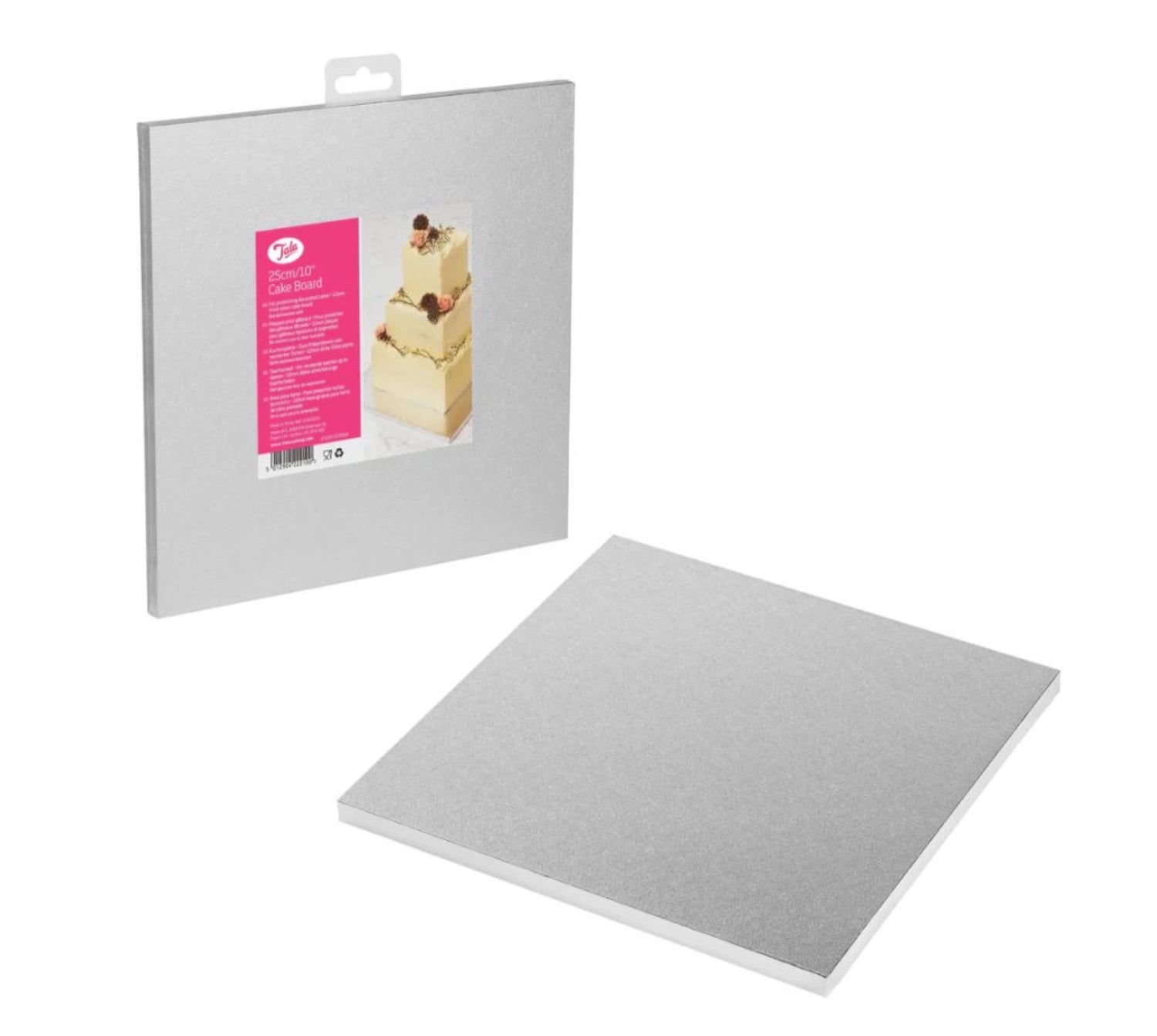 Quadratischer Tortenuntersetzer von Tala, 25 x 25,4 x 1,2 cm. Ideal für stilvolle Präsentationen und einfache Reinigung. Ein Must-Have für jeden Anlass!