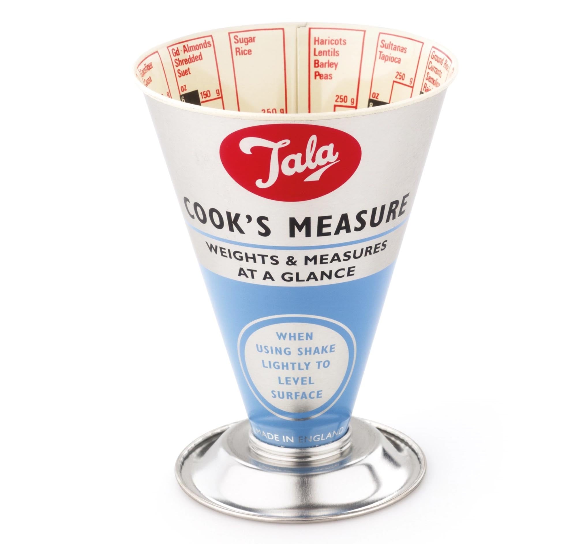 Nostalgischer 1950s Cooks Messbecher von Tala in Weissblau, langlebig, präzise, leicht zu reinigen, ideal für jede Küche.