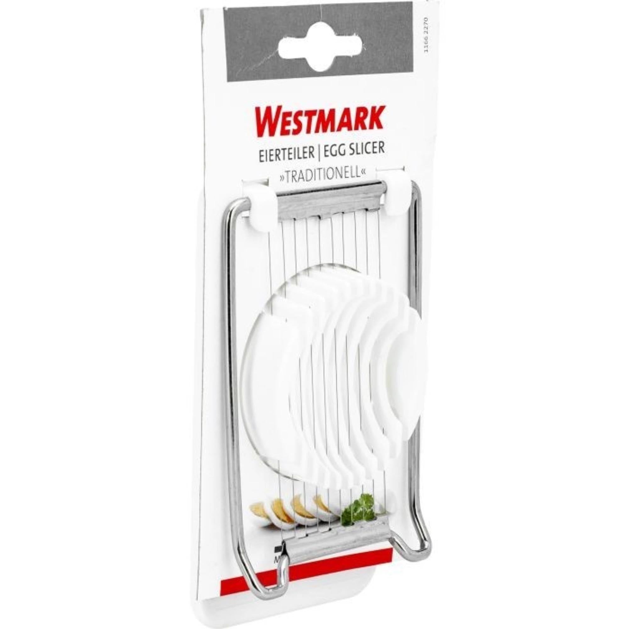 Traditioneller Eierteiler von Westmark, 14x8x3cm, perfekt für gleichmässige Eierscheiben, robust und einfach zu bedienen.