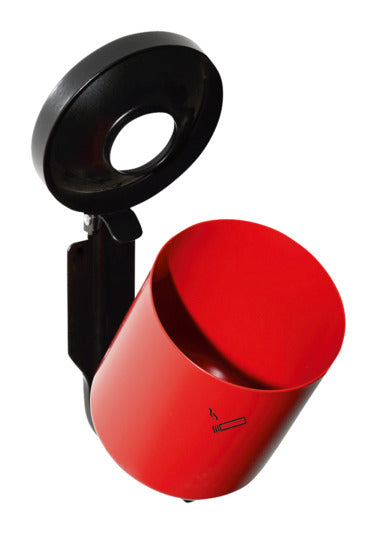 Entdecken Sie den stilvollen Kipp-Wandascher Rondo Junior in Rot – ideal für hygienische Zigarettenentsorgung im Außenbereich.