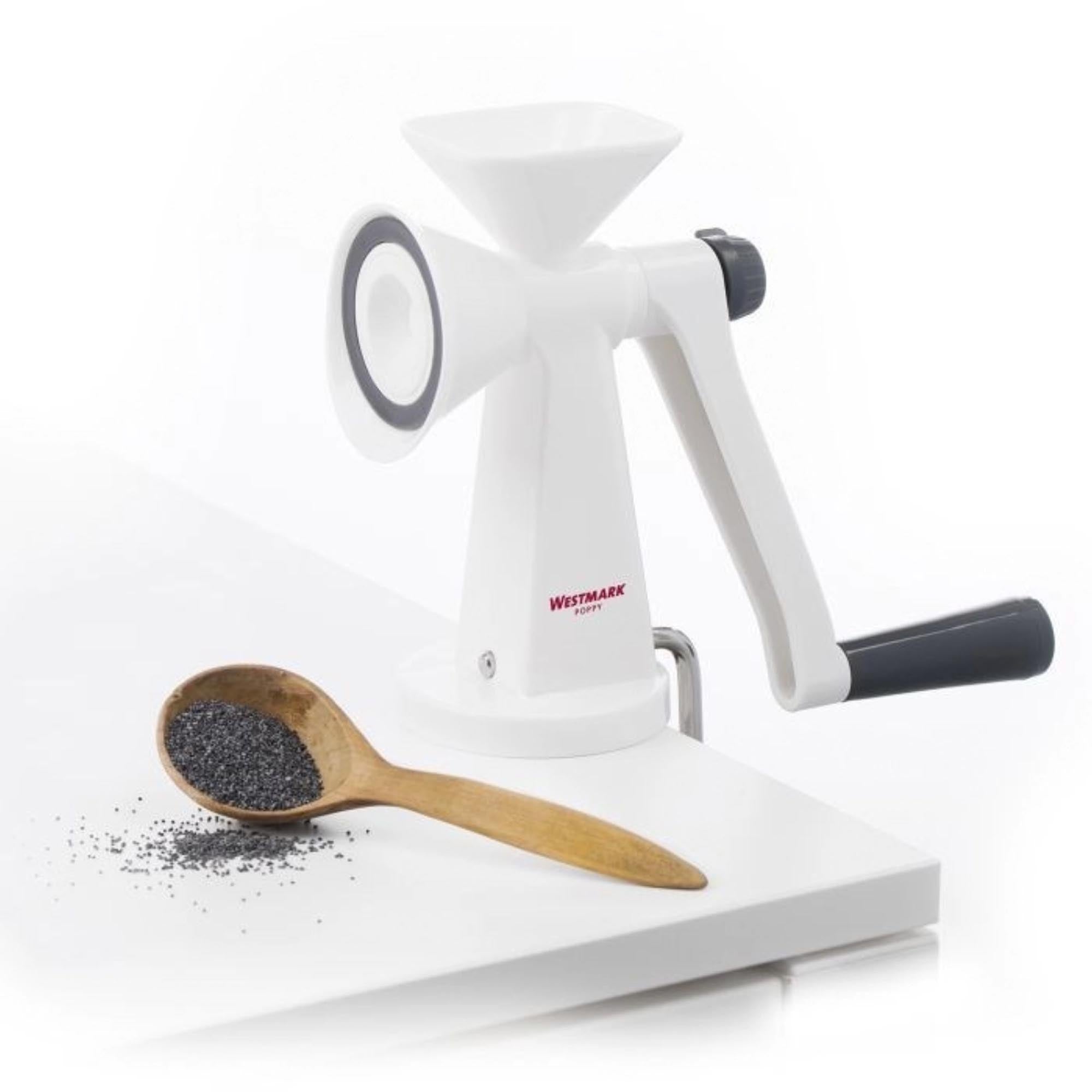 Die Mohnmühle Poppy von Westmark, 20x8x17cm, ideal für Mohn und Gewürze, robust, einfach zu bedienen, hochwertig und langlebig.