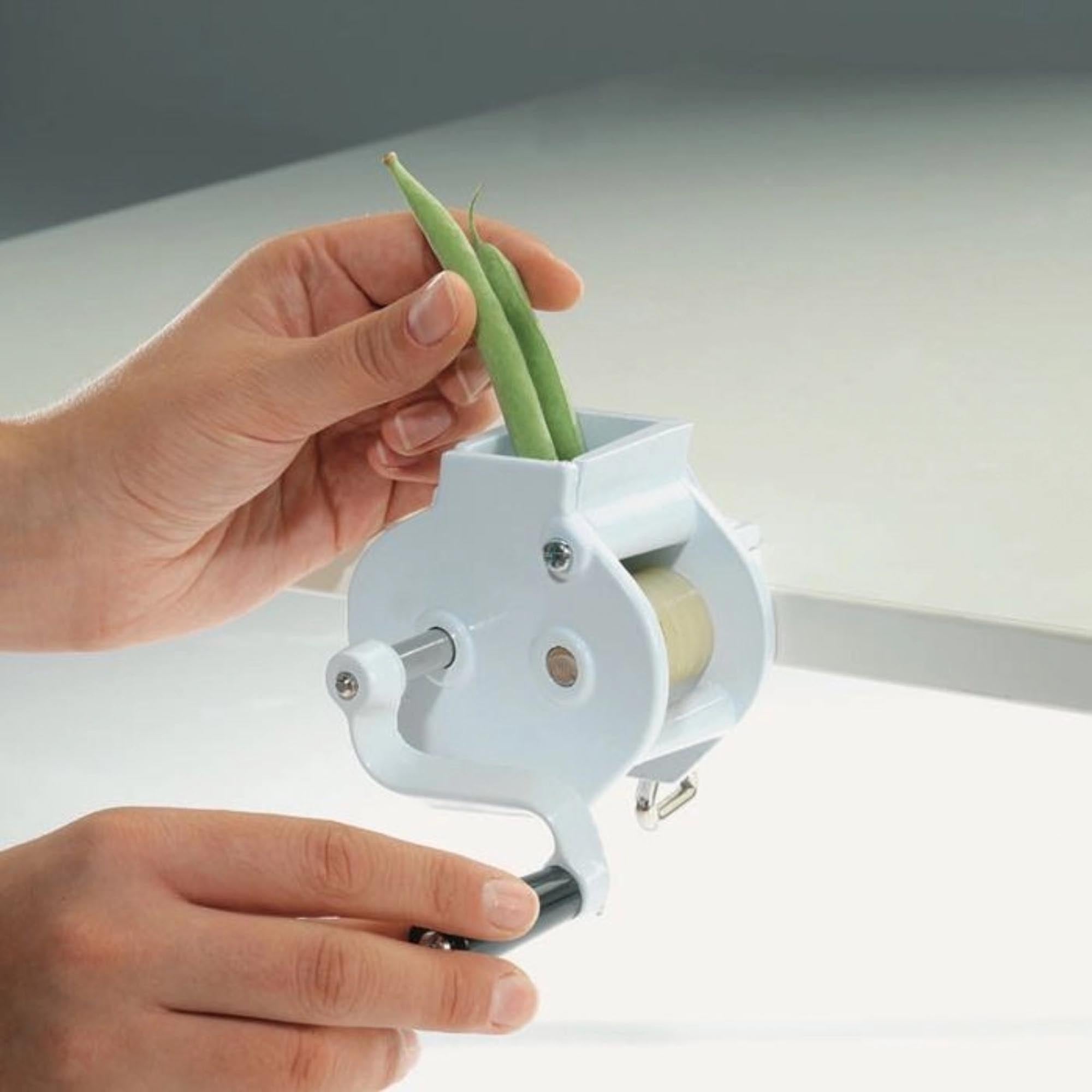 Praktischer Bohnenlangschneider von Westmark, 13x15x9cm, ideal für präzise Streifen und mühelose Zubereitung von Bohnen.