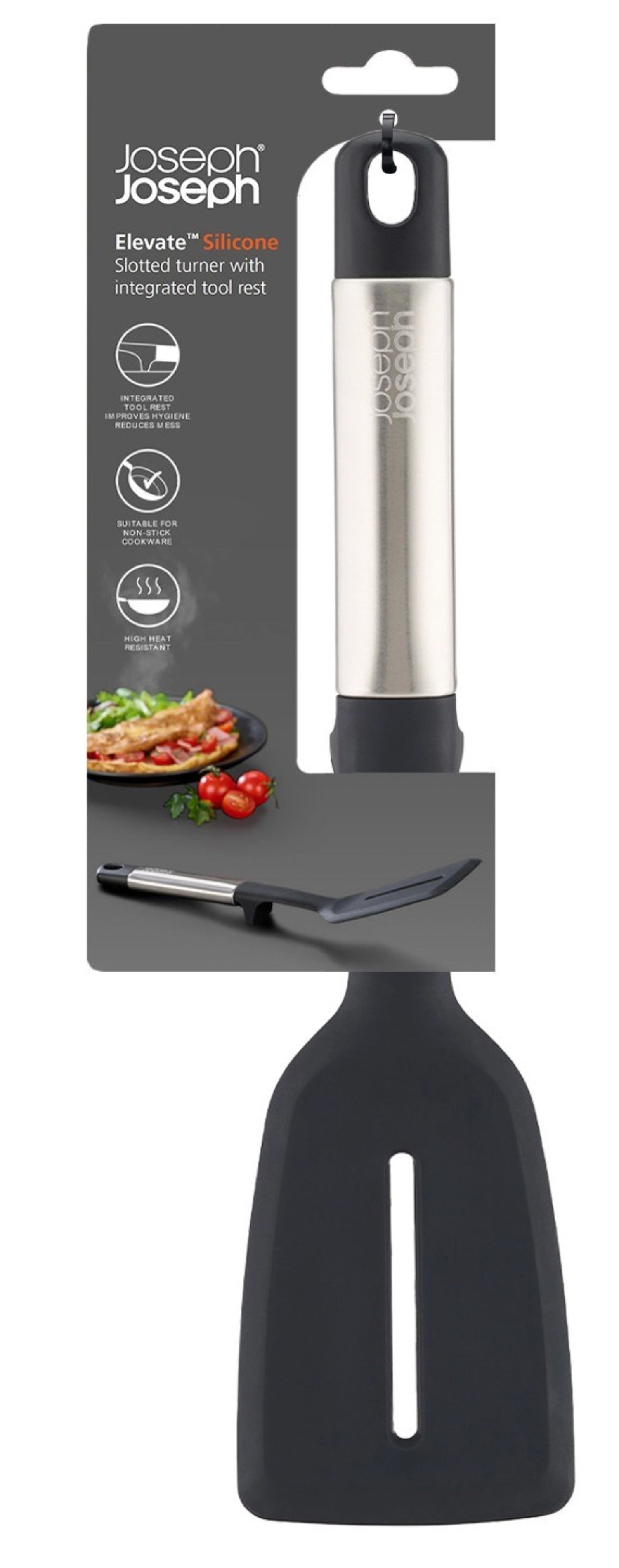 El<tc>eva</tc>te silicone spatula with slotted steel