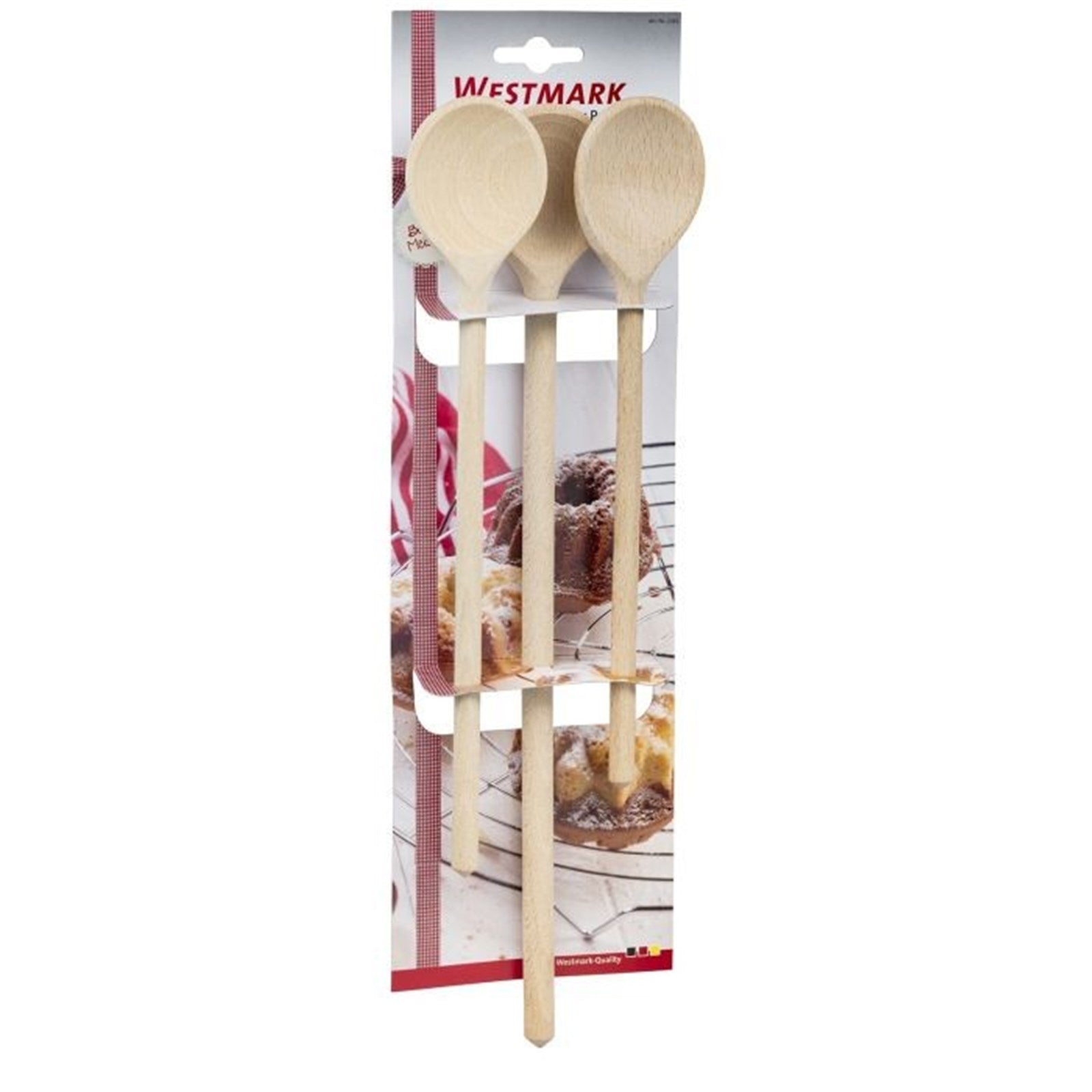 Set aus 3 Holzrührlöffeln in 25, 28 und 35 cm, perfekt für Küche und Backen, langlebig, natürlich, von Westmark.