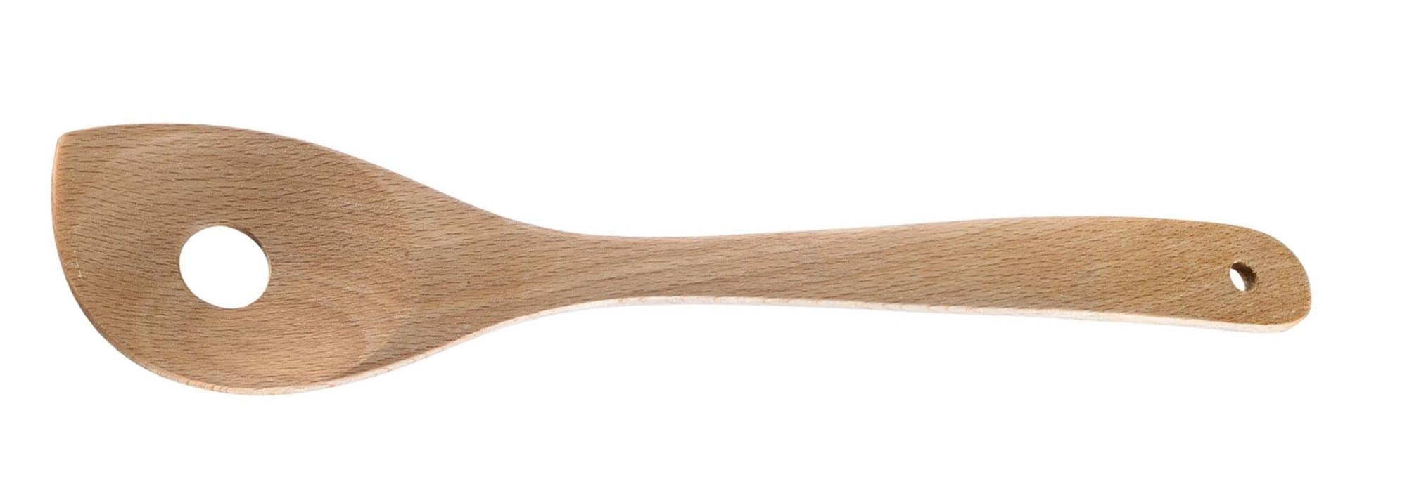 Entdecken Sie den 30 cm langen Spitzlochlöffel Woody von Westmark. Hergestellt aus robustem Buchenholz, ideal zum Schöpfen und Abtropfen, hygienisch und schonend für Ihre Kochgeschirre.