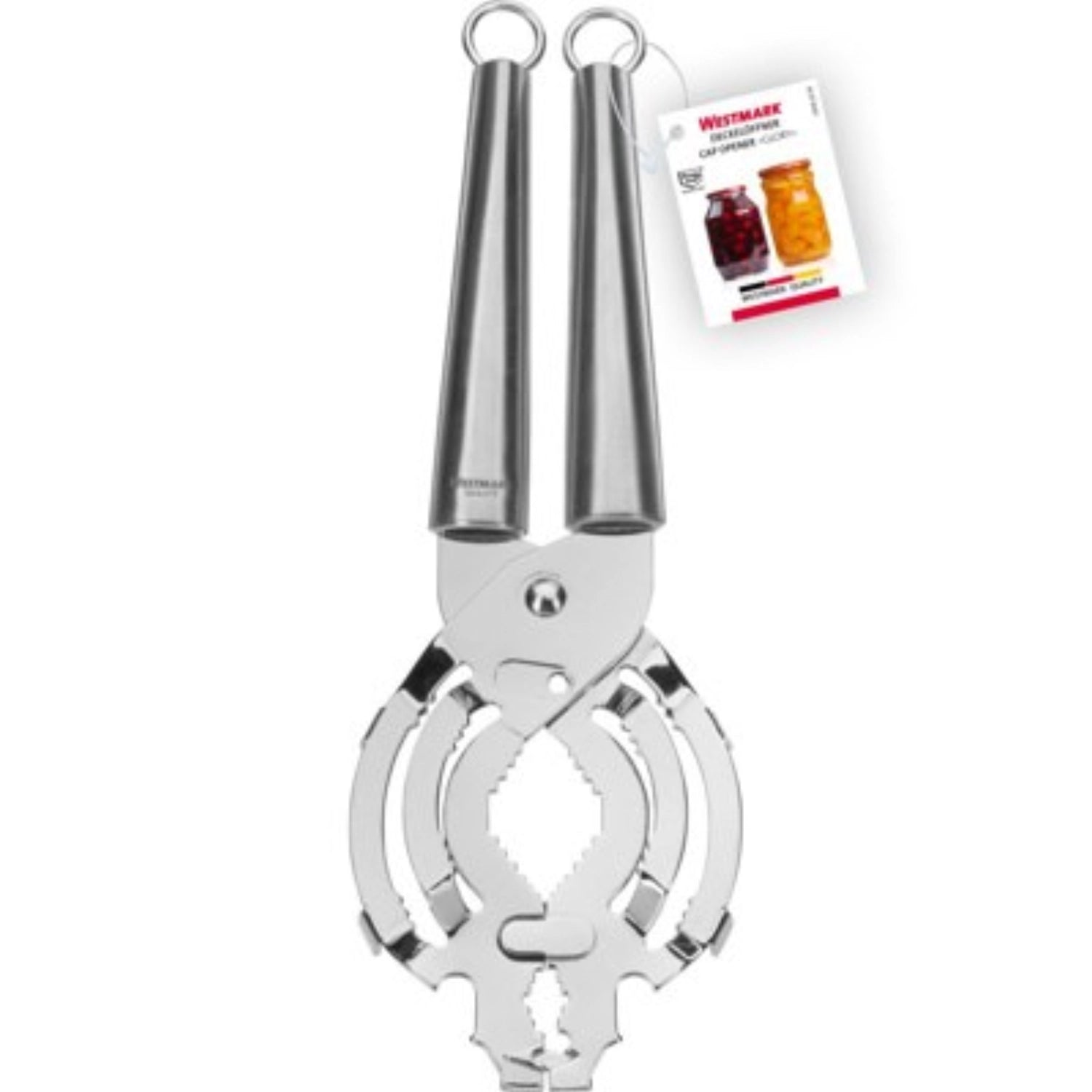 Der Deckelöffner Glory von Westmark ist ein eleganter Küchenhelfer aus Edelstahl, der müheloses Öffnen von Deckeln ermöglicht. Robust, pflegeleicht und ergonomisch.