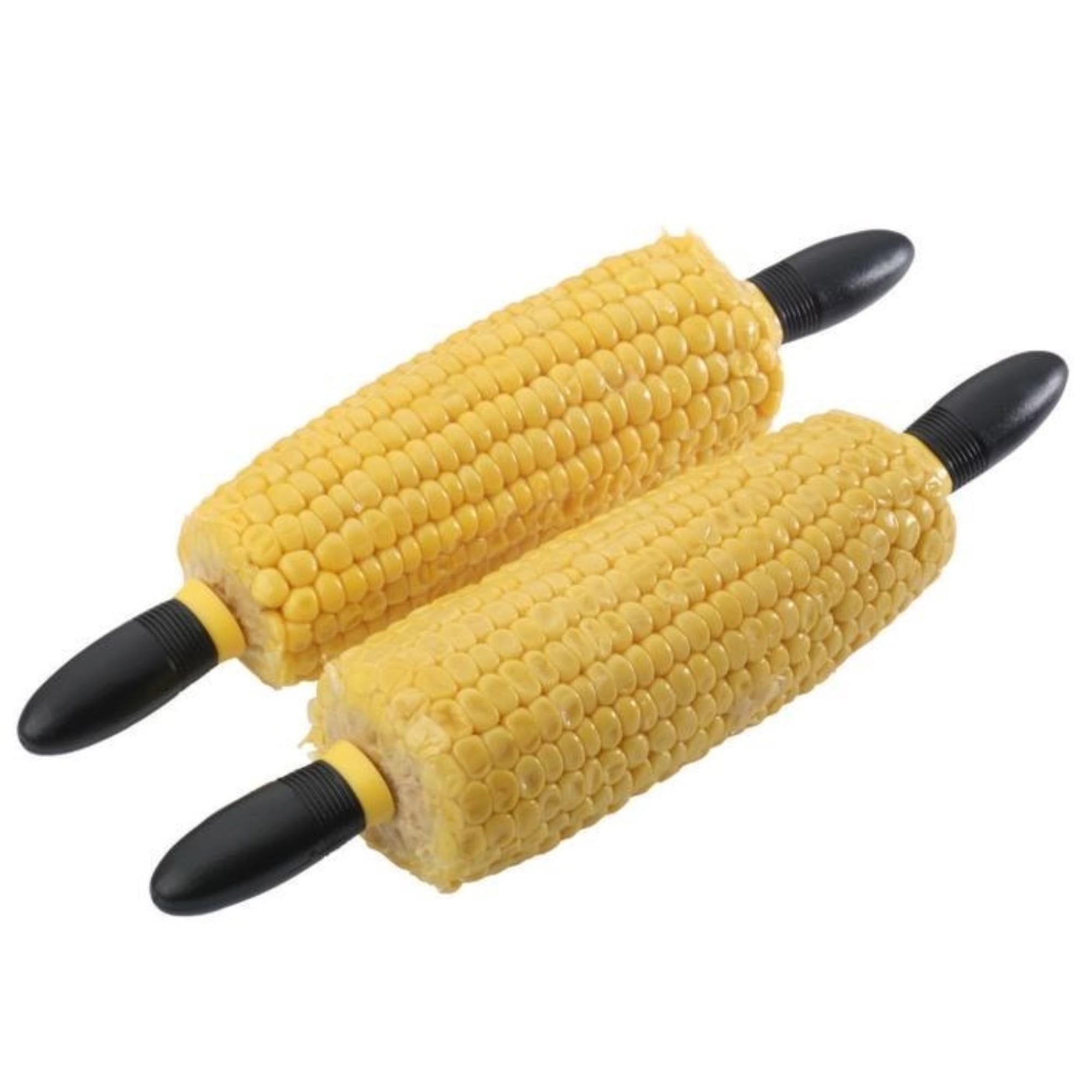 Praktisches Set mit 4 Maiskolbenhaltern von Westmark, ideal für sicheres und bequemes Halten von Maiskolben, Masse: 7.5x1.5x1.5cm.