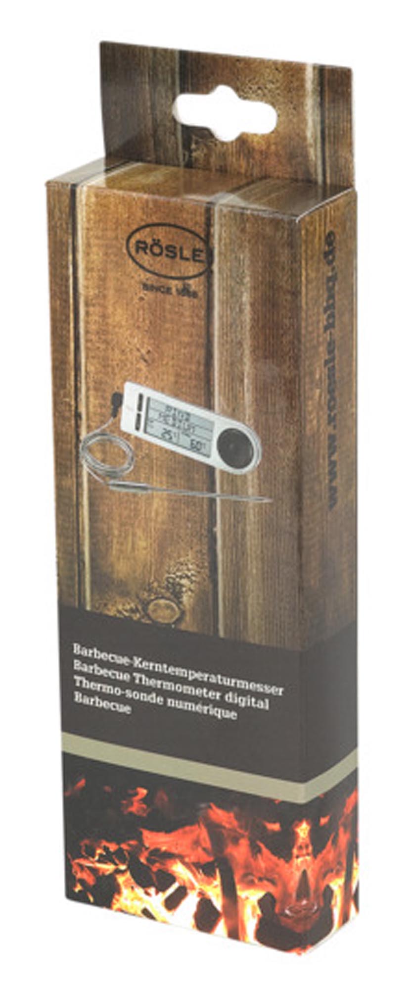 Präziser RÖSLE Kerntemperaturmesser: Edelstahl, -50°C bis 300°C, ideal für Grillen, Braten, Kochen. Schnelle Messung, LCD-Anzeige.