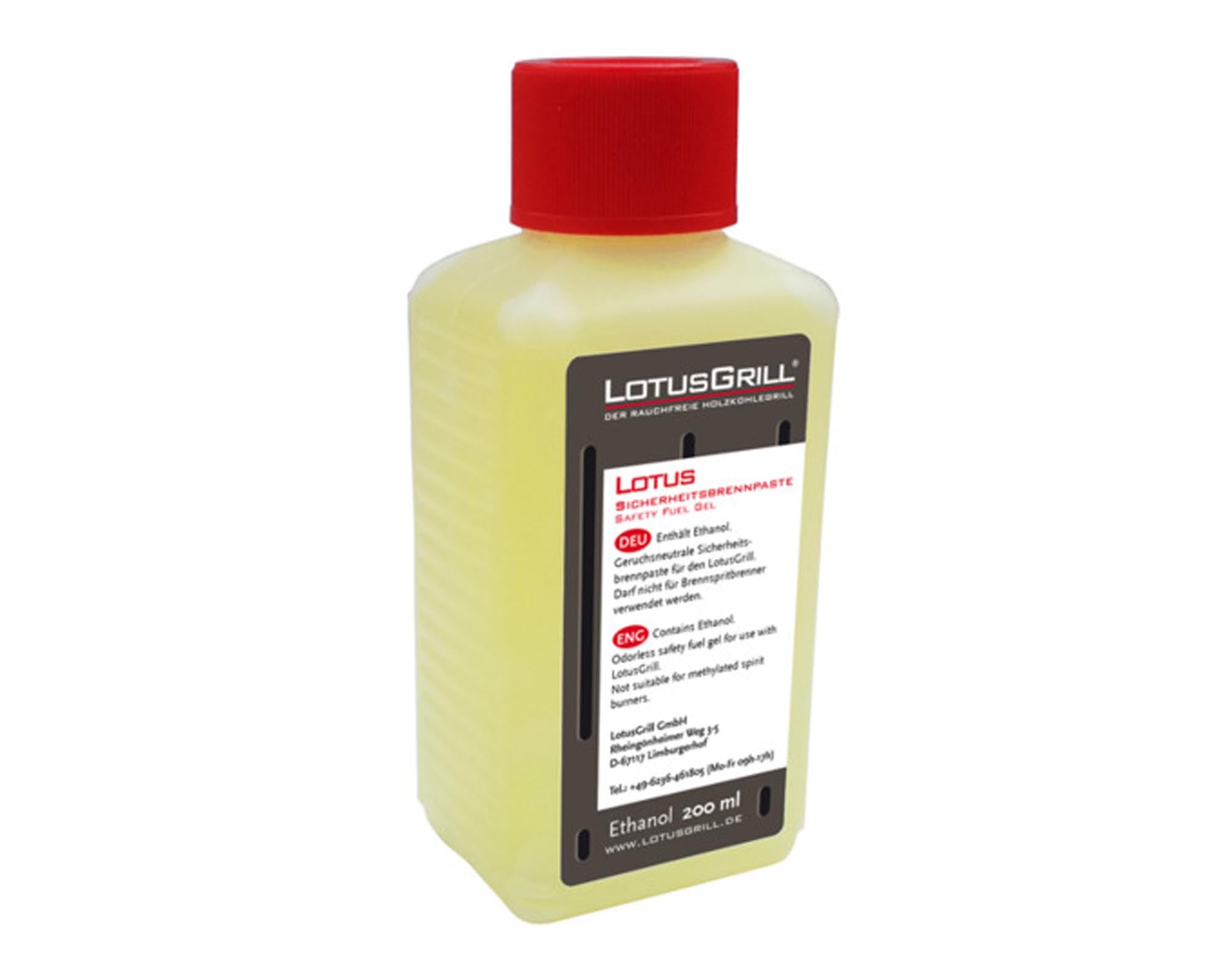 LOTUS GRILL Brennpaste 200 ml: Geruchlos, schnelle Entzündung, gleichmässige Hitze, rückstandsfrei, ideal für spontanes Grillen.