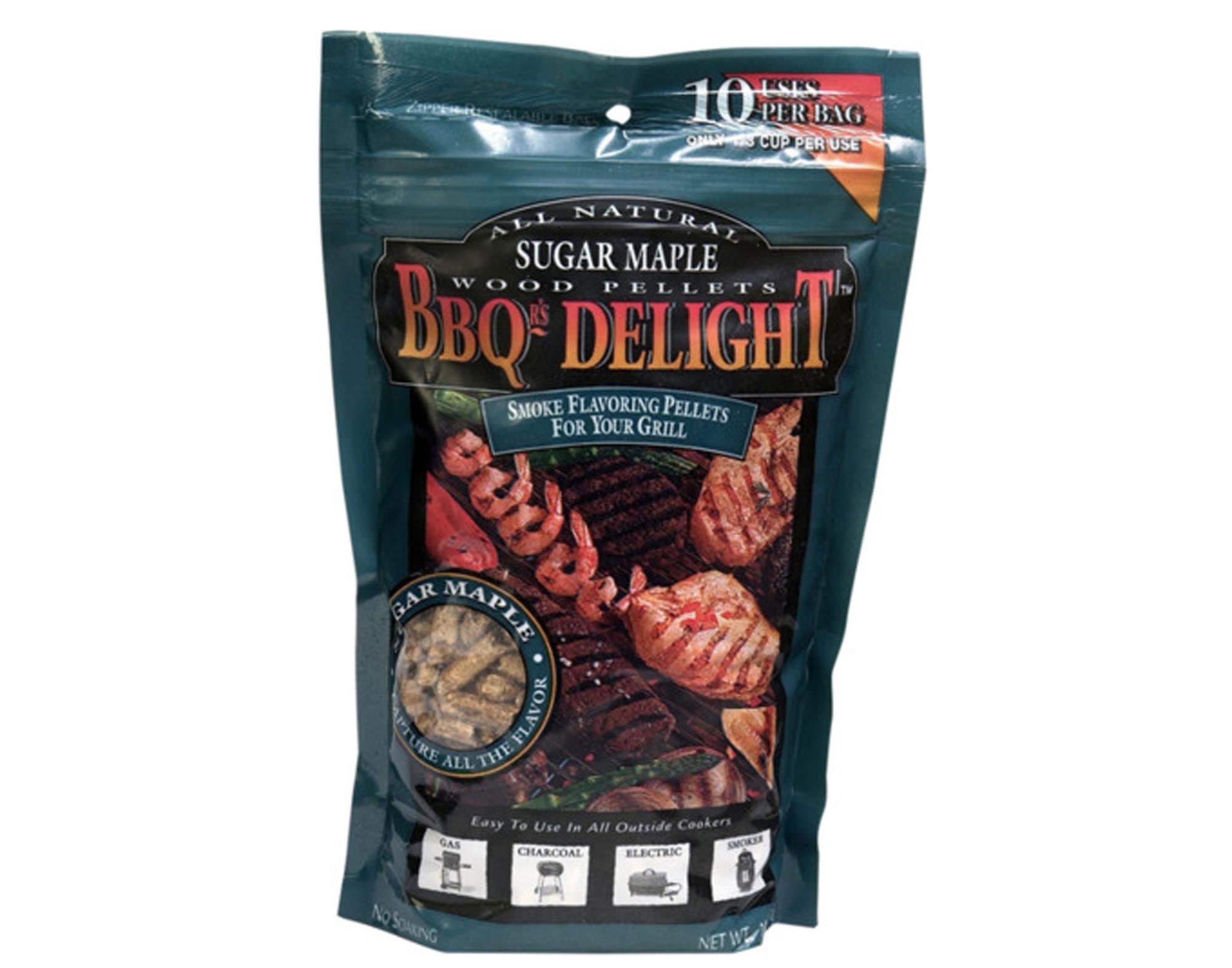 Entdecken Sie die BBQR'S DELIGHT Pellets Sugar Maple 450 g für einzigartigen Grill- und Räuchergenuss. Ideal für Fleisch, Fisch und Gemüse!