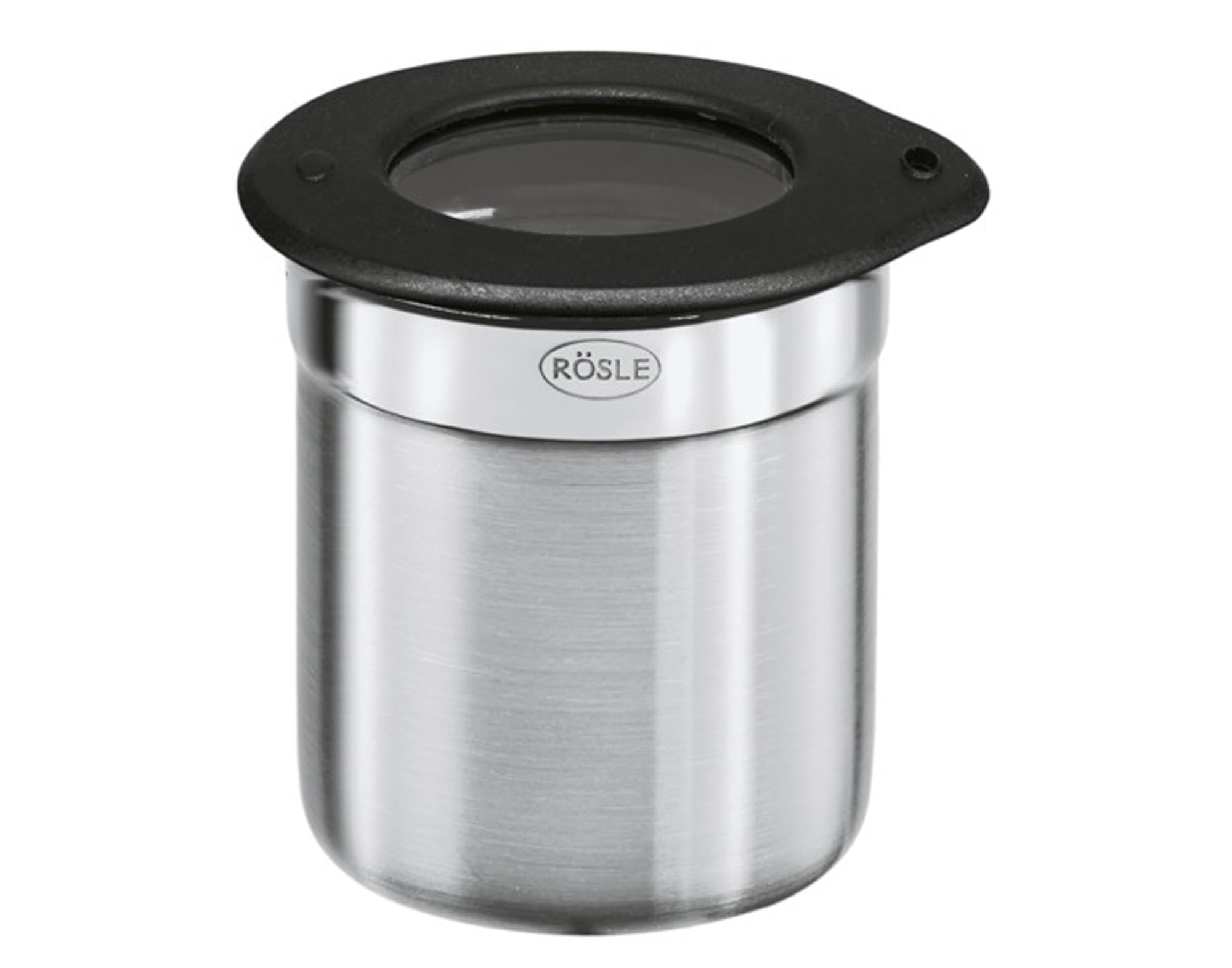 RÖSLE Dose 2.4L: Edelstahl, luftdicht, stilvoll. Perfekt für Reis, Pasta, Kräuter. Spülmaschinenfest, langlebig, elegant.