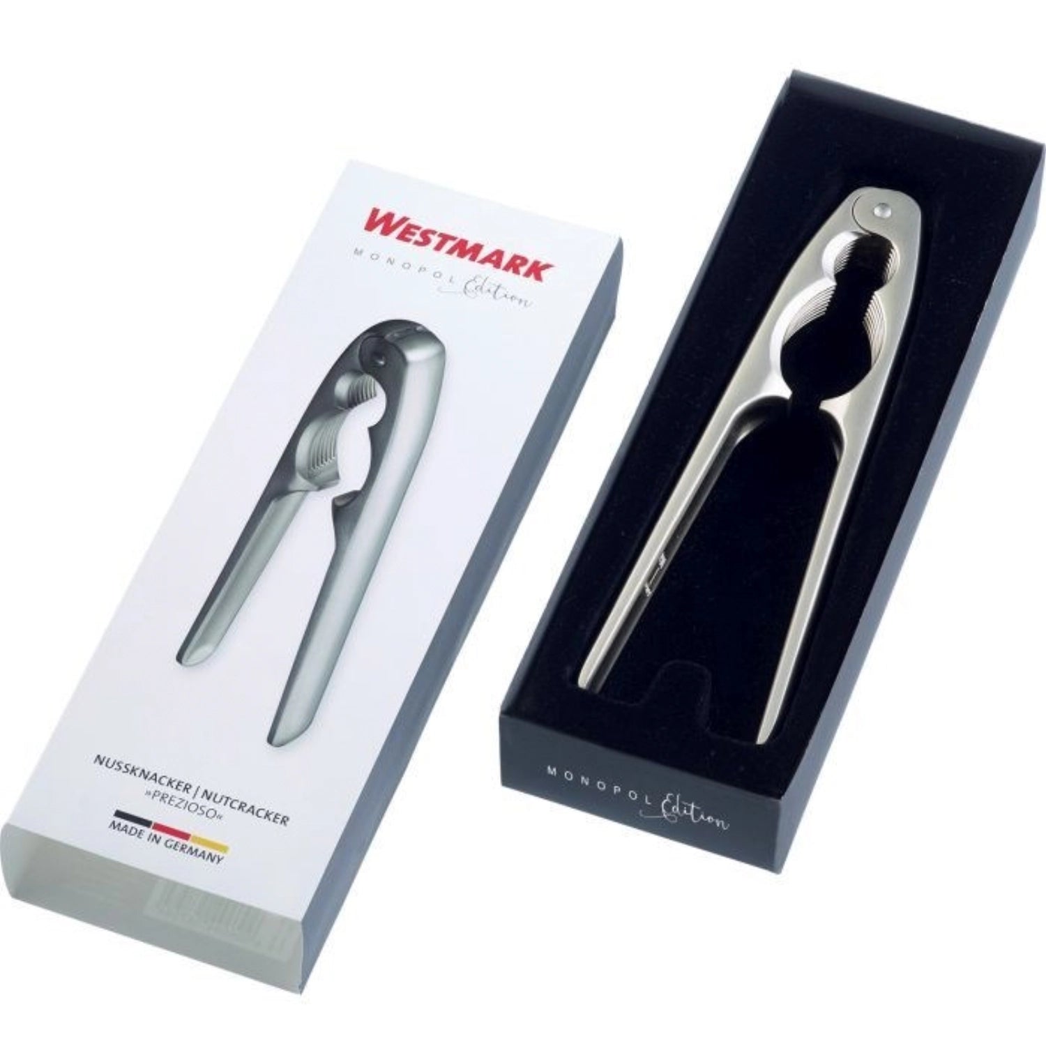 Eleganter Nussknacker Prezioso von Westmark, edelmattiert, 18.7x3x1.6cm, ideal für das einfache Öffnen von Nüssen und als dekoratives Küchenaccessoire.
