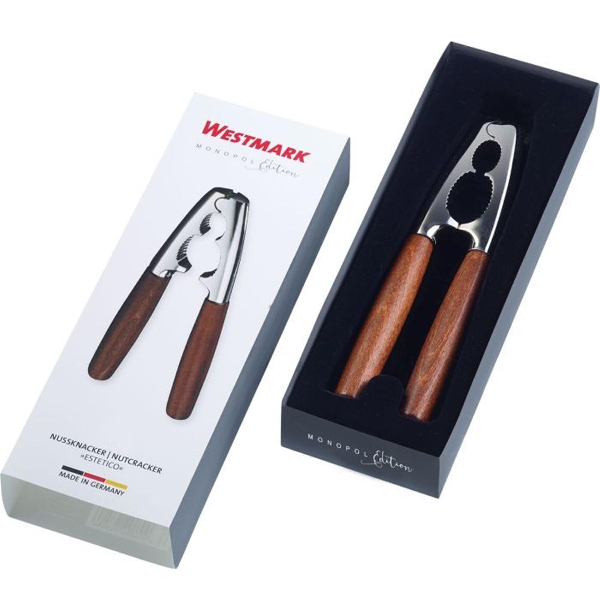 Eleganter Nussknacker mit ergonomischen Holzgriffen, 18x4.5x1.5 cm, ideal für müheloses Knacken von Nüssen, hochwertiges Küchenwerkzeug von Westmark.