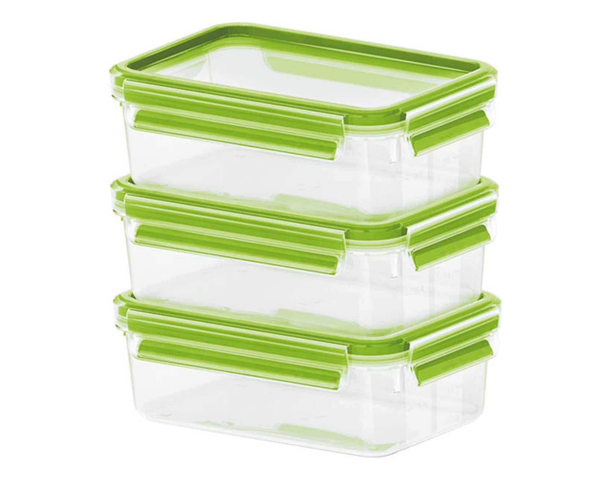 Praktische EMSA Clip & Close Dosen, 3 Stück, 0,55 l, BPA-frei, luftdicht, stapelbar. Ideal für Lebensmittel, Snacks und Ordnung in der Küche.