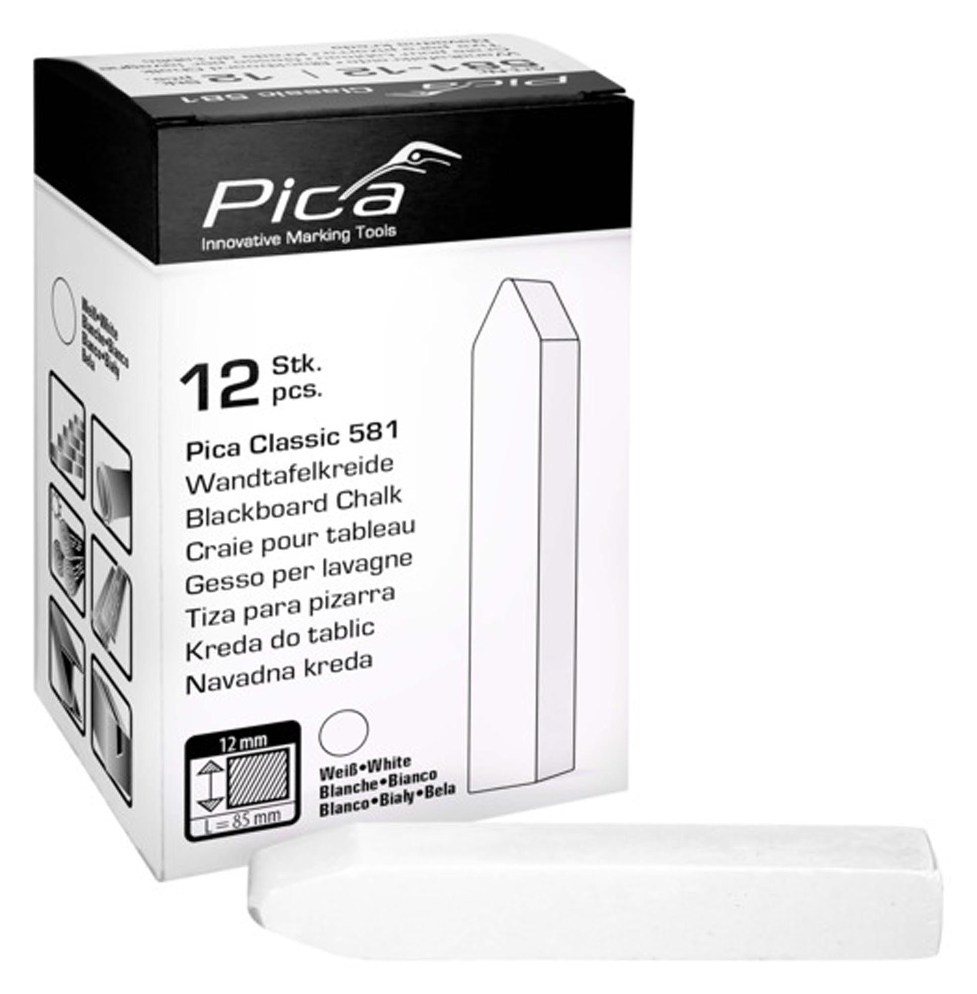 Entdecken Sie die PICA Wandtafelkreide Classic 581 in Weiß – 12 Stück für präzises Schreiben, saubere Hände und vielseitige Anwendungen im Büro und Schule.