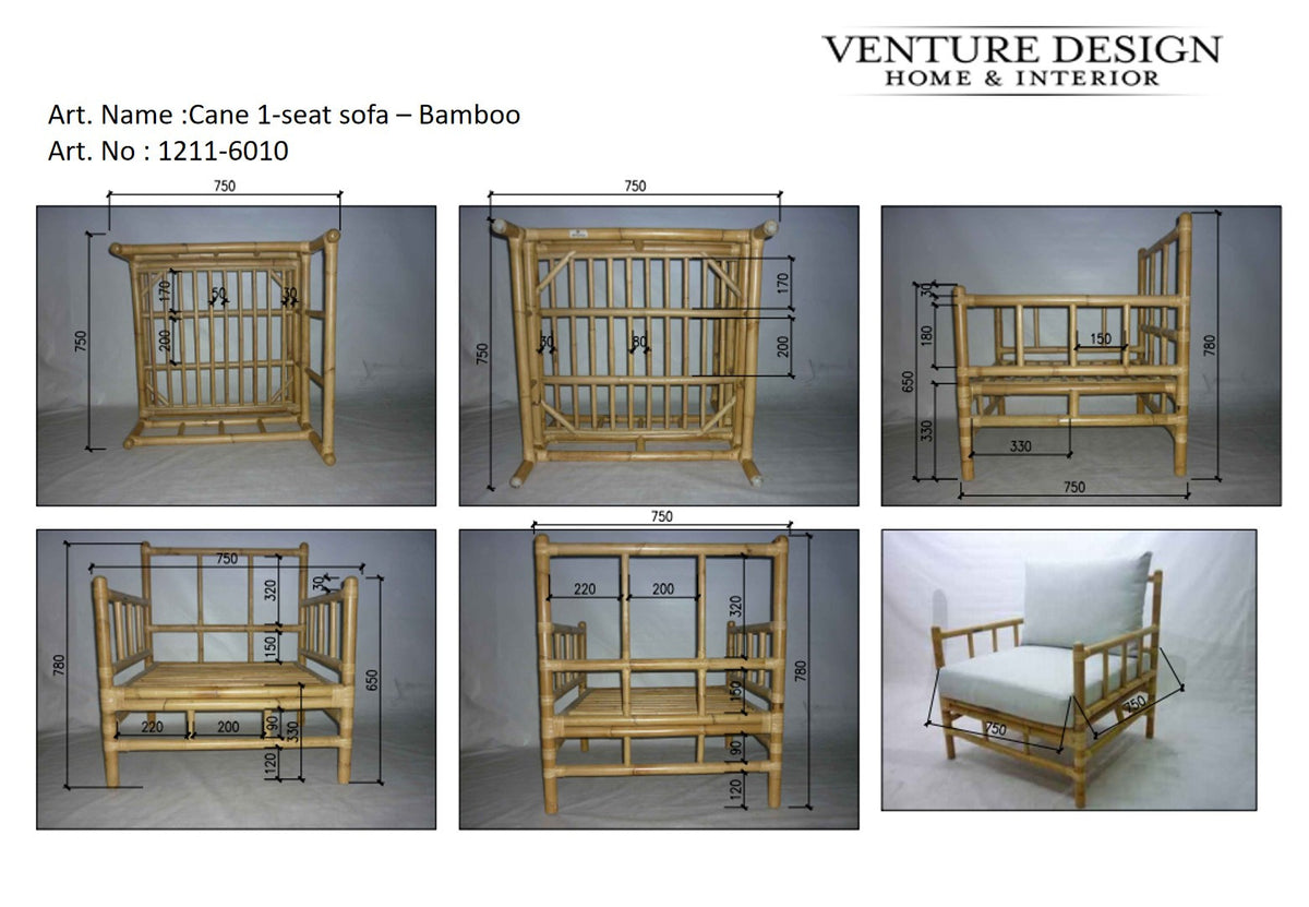 Cane Sofa Sessel in Hellgrau präsentiert im Onlineshop von KAQTU Design AG. Outdoor-Sessel ist von Venture Home