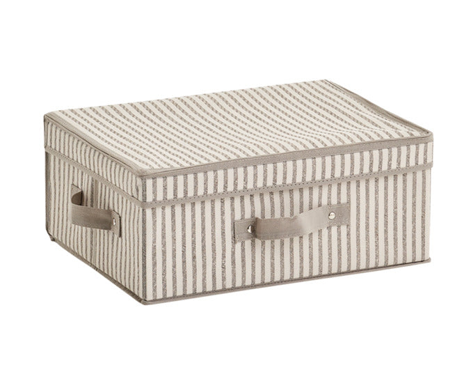 ZELLER Aufbewahrungsbox mit Deckel Vlies Stripes beige 61.5x38x16 cm in  präsentiert im Onlineshop von KAQTU Design AG. Haushaltshilfen ist von ZELLER PRESENT