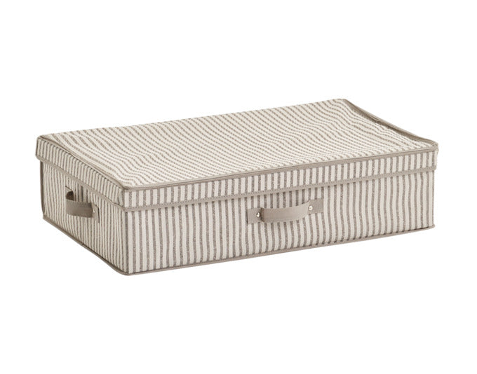 ZELLER Aufbewahrungsbox mit Deckel Vlies Stripes beige 61.5x38x16 cm in  präsentiert im Onlineshop von KAQTU Design AG. Haushaltshilfen ist von ZELLER PRESENT