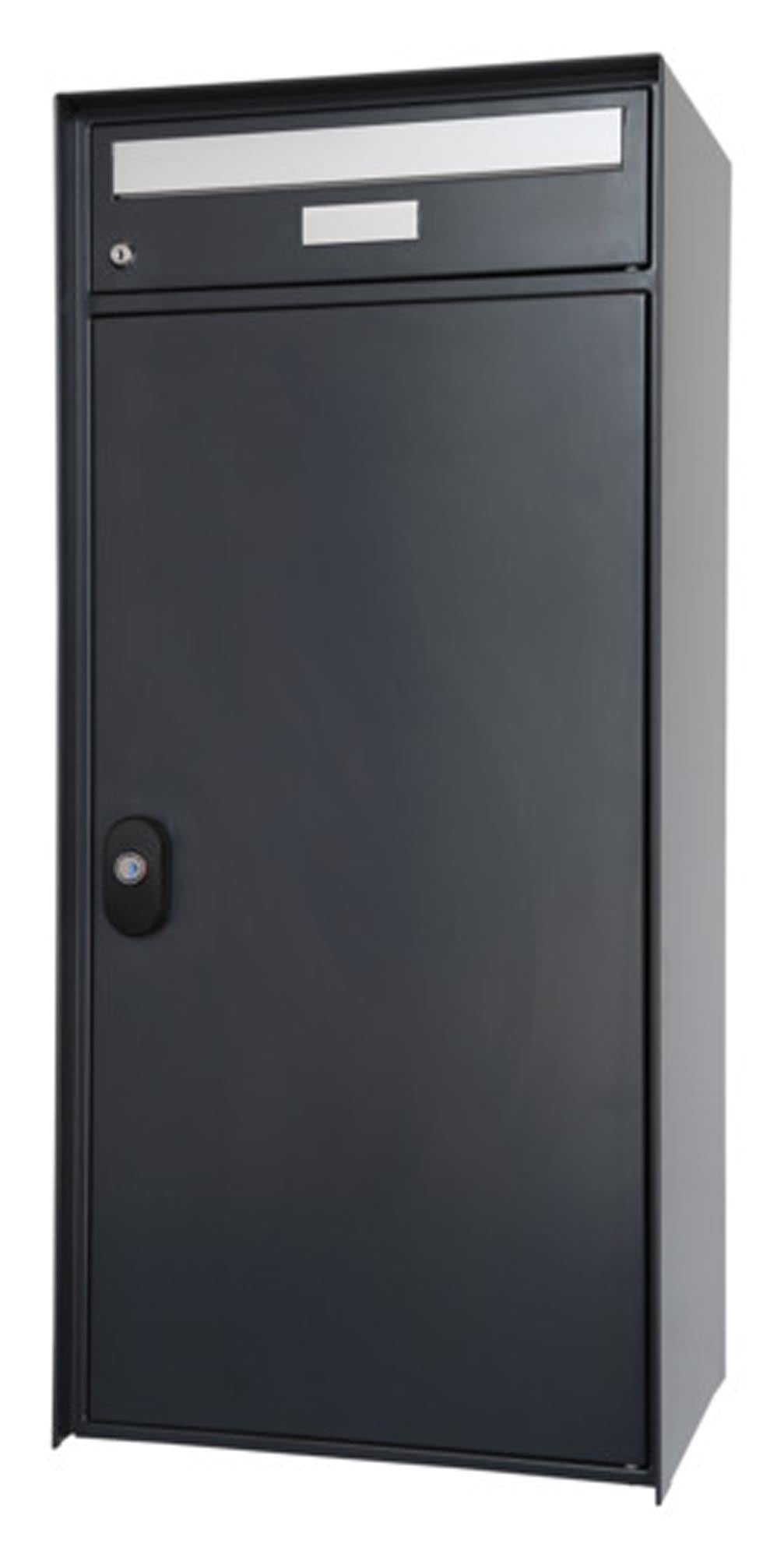 HUBER AG Briefkasten Davos Stahl 65 in RAL 7016 anthrazitgrau: sicher, langlebig, korrosionsgeschützt, großzügiges Fassungsvermögen, stilvolles Design.