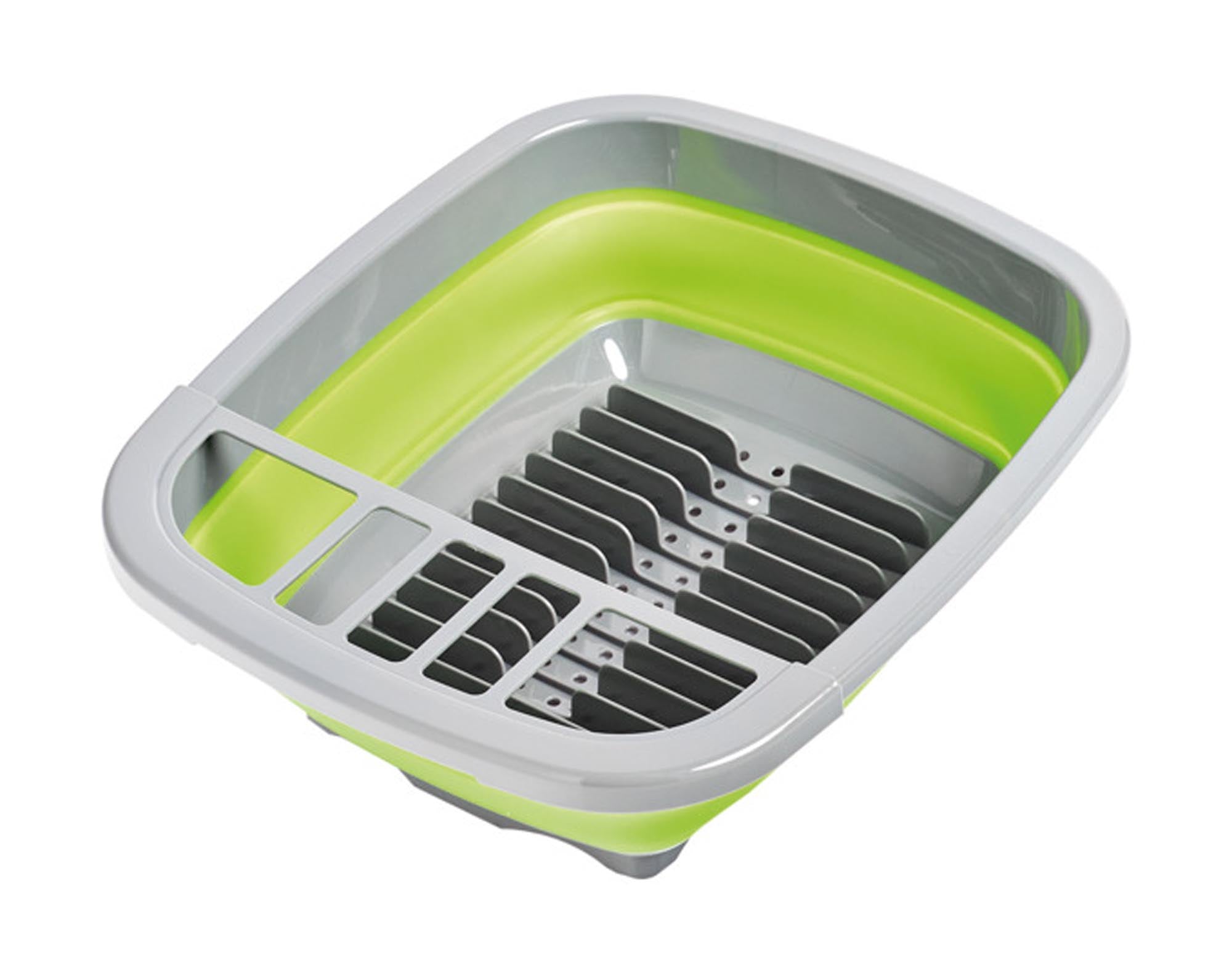 Faltbarer Abtropfkorb von ZELLER PRESENT in grau-grün, 38.4x32.4x12 cm. Ideal für Geschirr, Besteck und Gläser. Praktisch, platzsparend und stilvoll!
