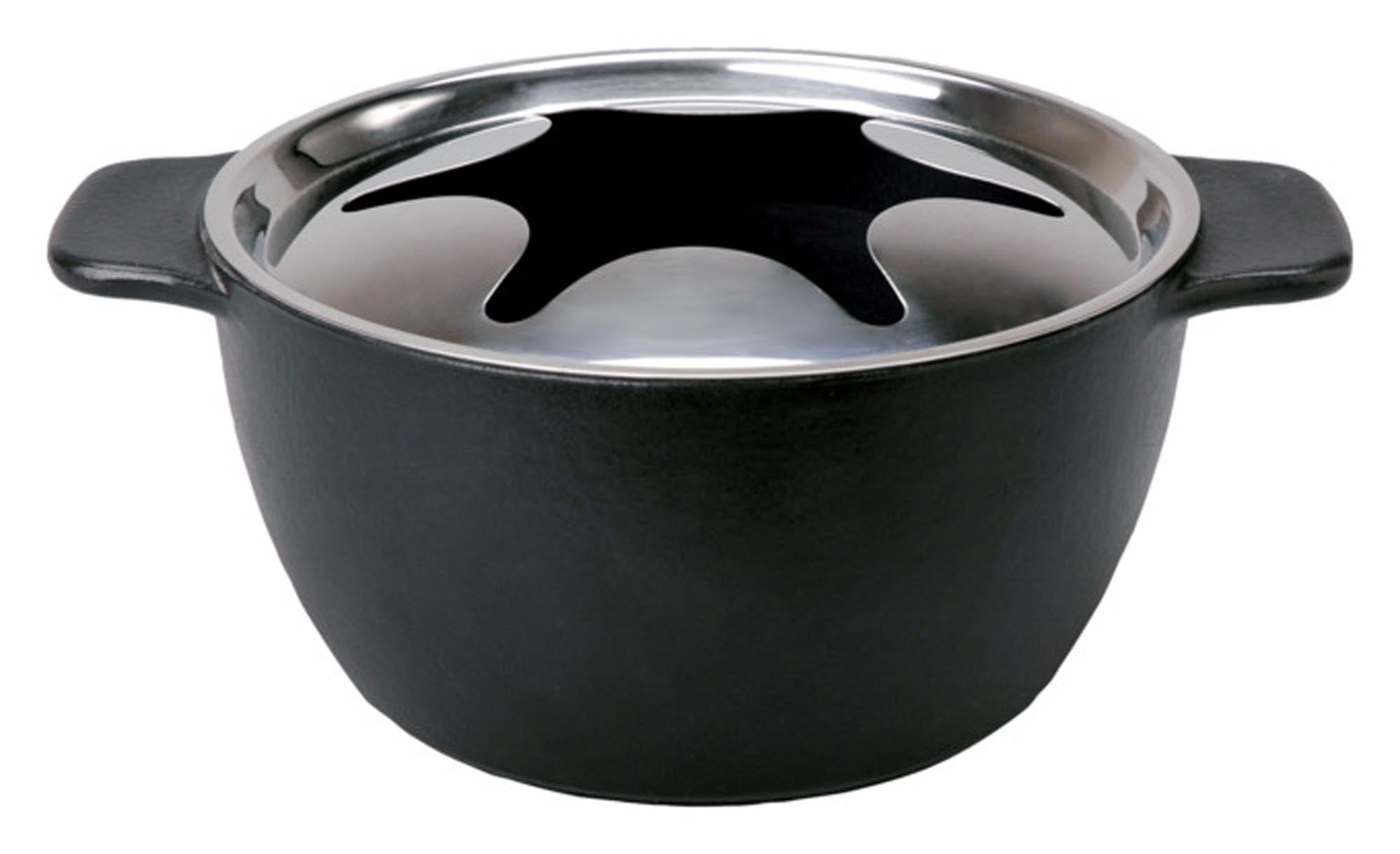 Entdecken Sie das KISAG Fonduecaquelon Guss schwarz ø 18 cm – ideal für Käse- und Fleischfondue, langlebig, hitzebeständig und perfekt für gesellige Abende.