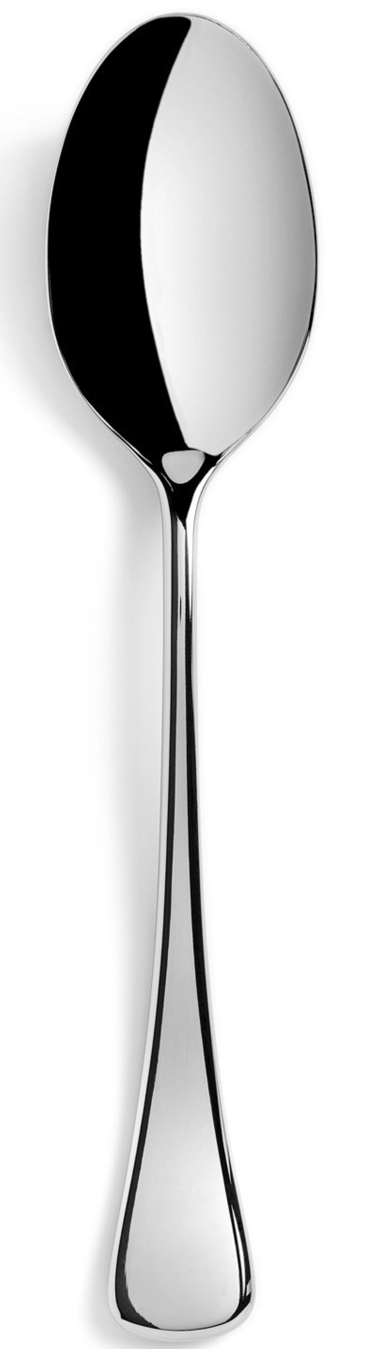 Eleganter Suppenlöffel aus hochwertigem, glänzendem Edelstahl der Arles-Serie von Revol, perfekt für stilvolles Servieren von Suppen und Desserts.