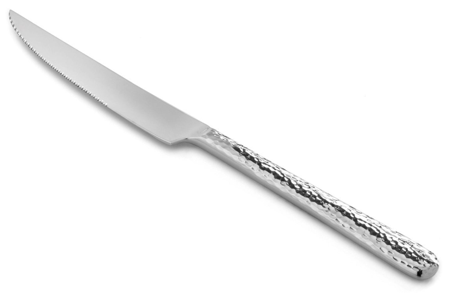 Elegantes Courchevel Steakmesser aus Edelstahl mit martele-Oberfläche, ideal für Steakliebhaber und stilvolle Tischgedecke.