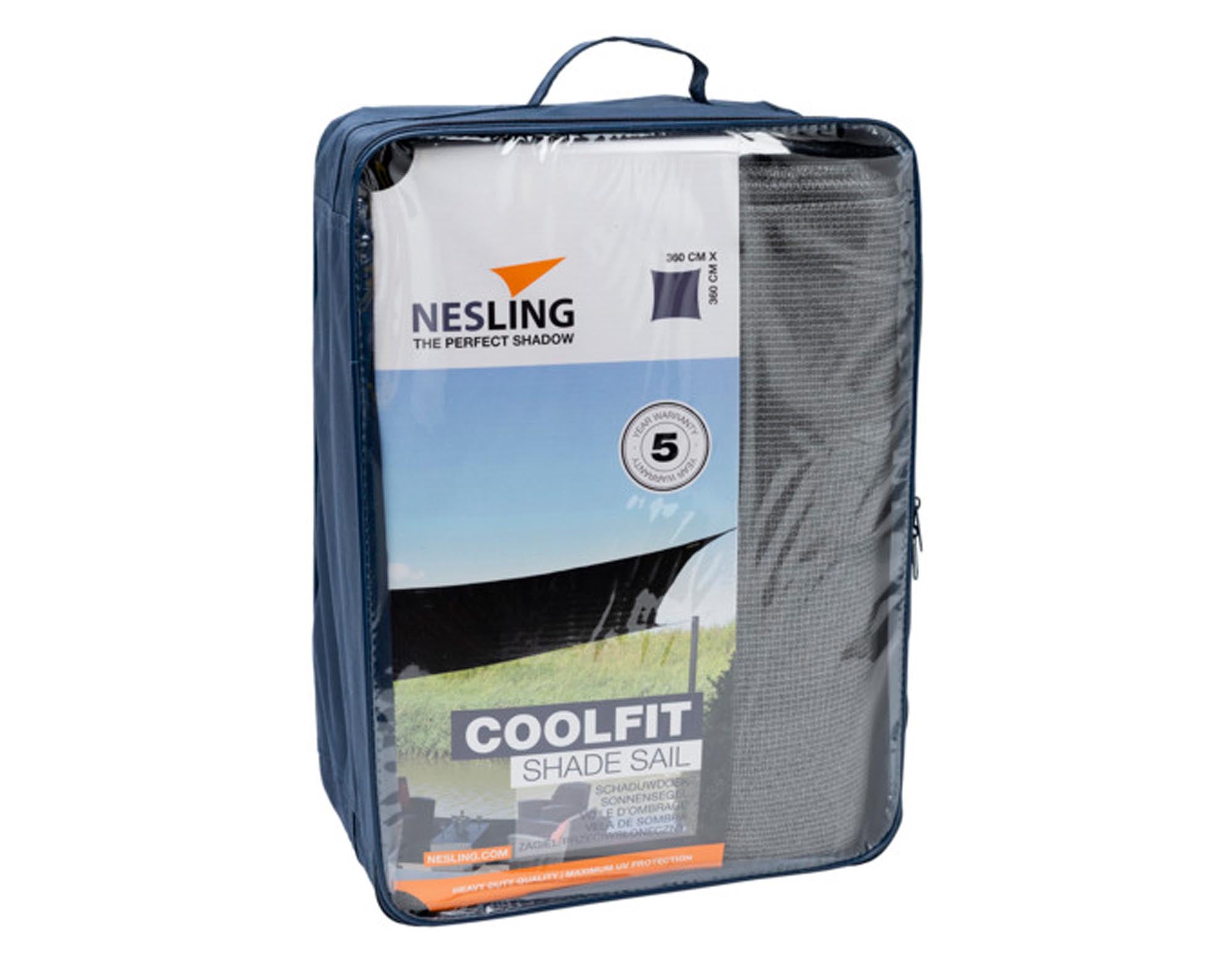 Entdecken Sie das NESLING Sonnensegel Coolfit Square 360x360cm in grau. UV-beständig, wasserabweisend und einfach zu montieren – ideal für stilvolle Beschattung im Garten!