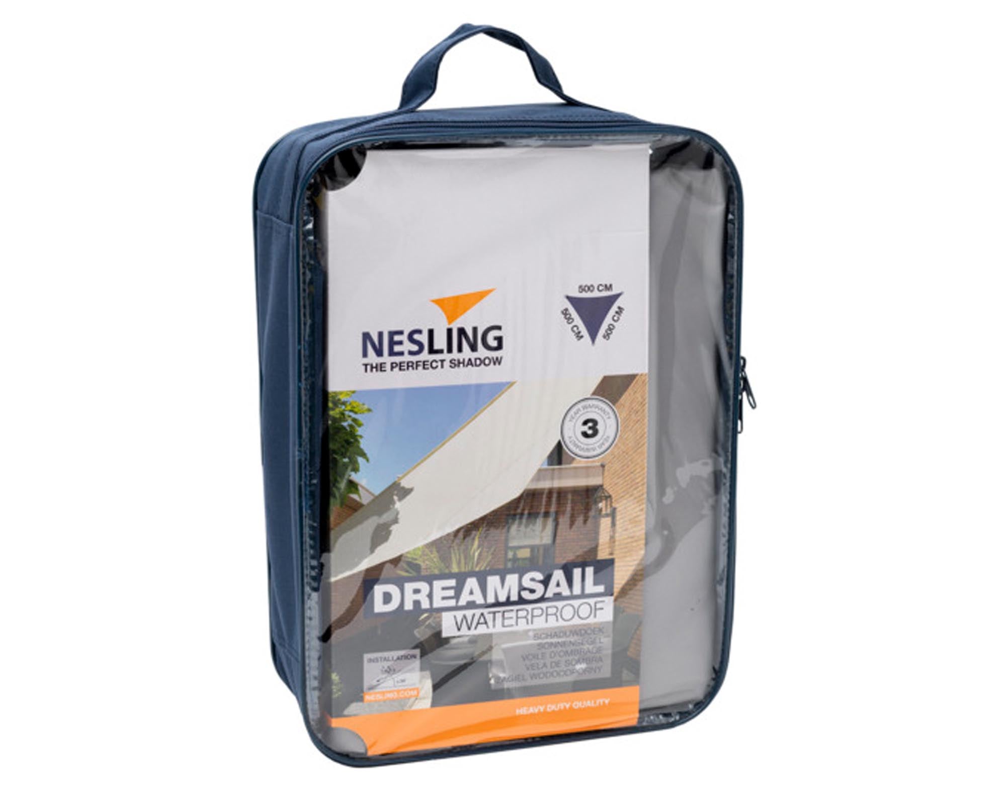 Entdecken Sie das NESLING Sonnensegel Dreamsail Triangle in cream (500x500x500 cm) – UV-Schutz, wasserabweisend, schimmelresistent und stilvoll für Ihren Außenbereich.