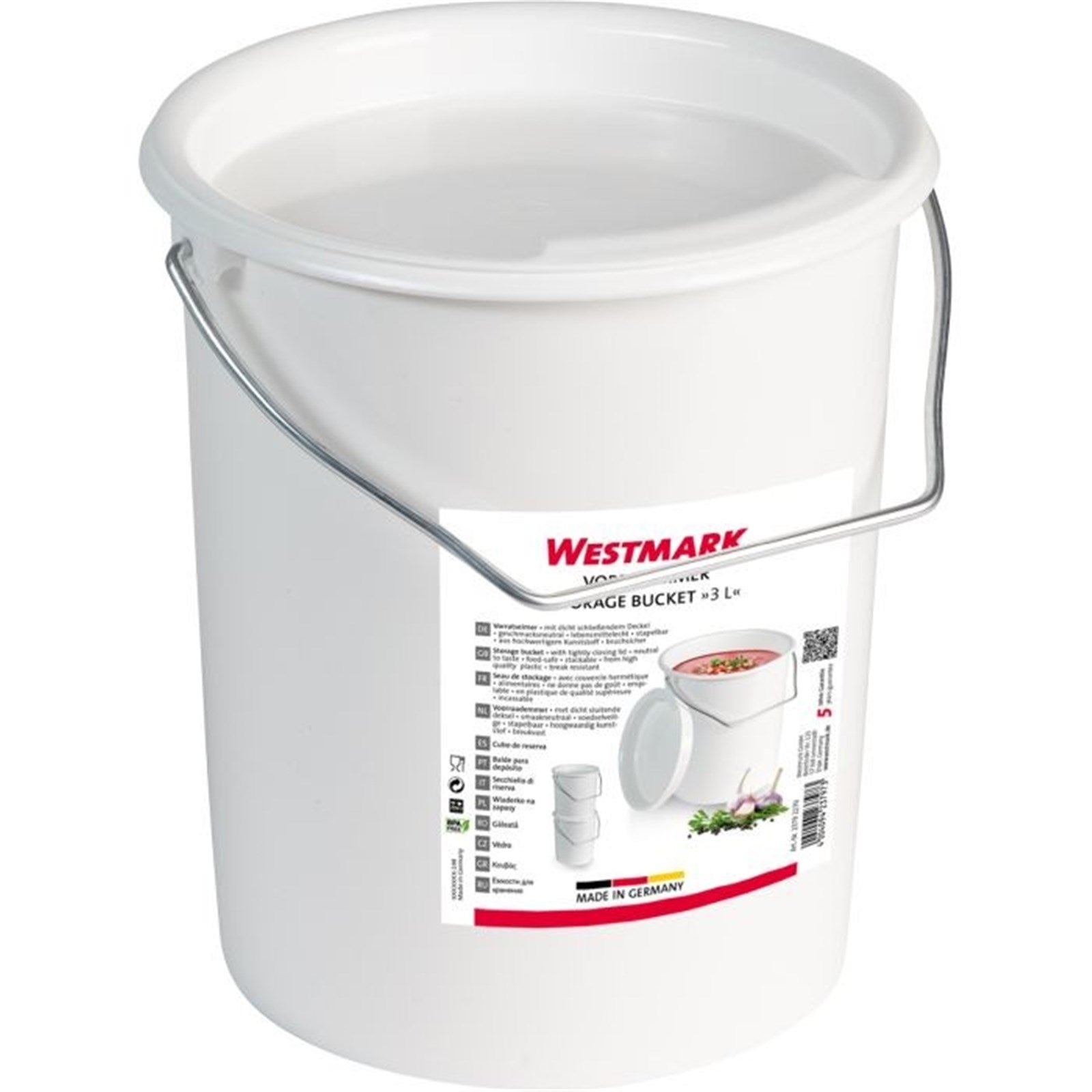 Hochwertiger 3-Liter-Eimer von Westmark, ideal für Milch und Vorrat, robust, vielseitig, perfekt für Haushalt und Küche.