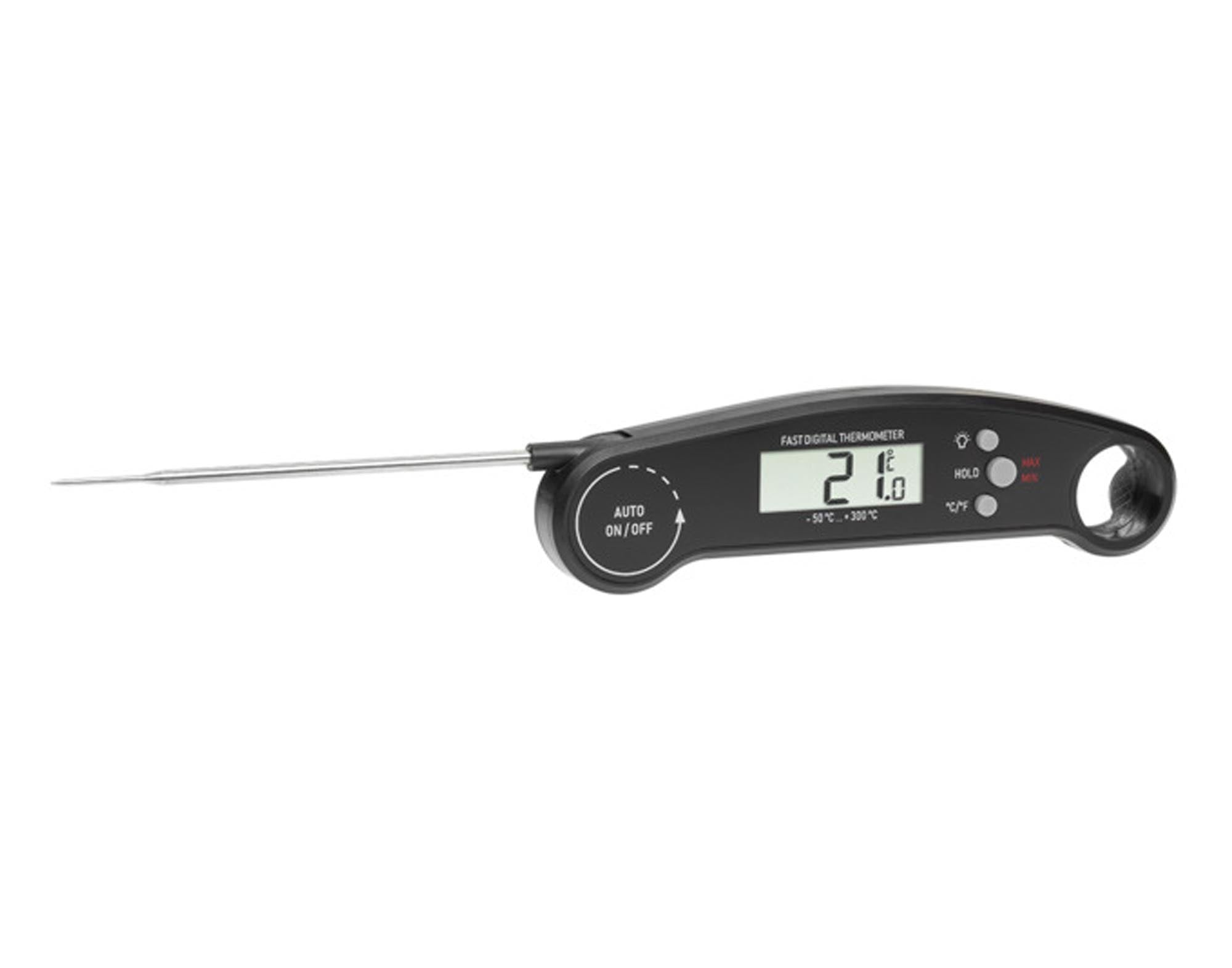 Das TFA Einstichthermometer schwarz ist das perfekte Grillzubehör für präzise Kerntemperaturmessung von Fleisch, Fisch und Geflügel.
