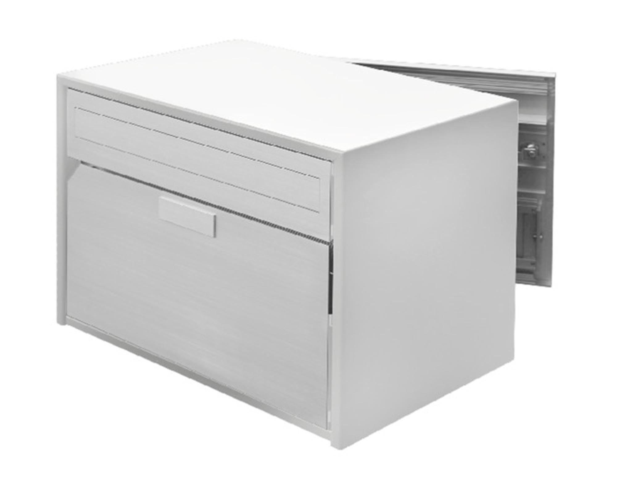 HUBER AG Briefkasten Alu 400: Hochwertiger, korrosionsbeständiger Aluminium-Briefkasten in RAL 9006, modern, langlebig und sicher. Ideal für jede Hausfassade.