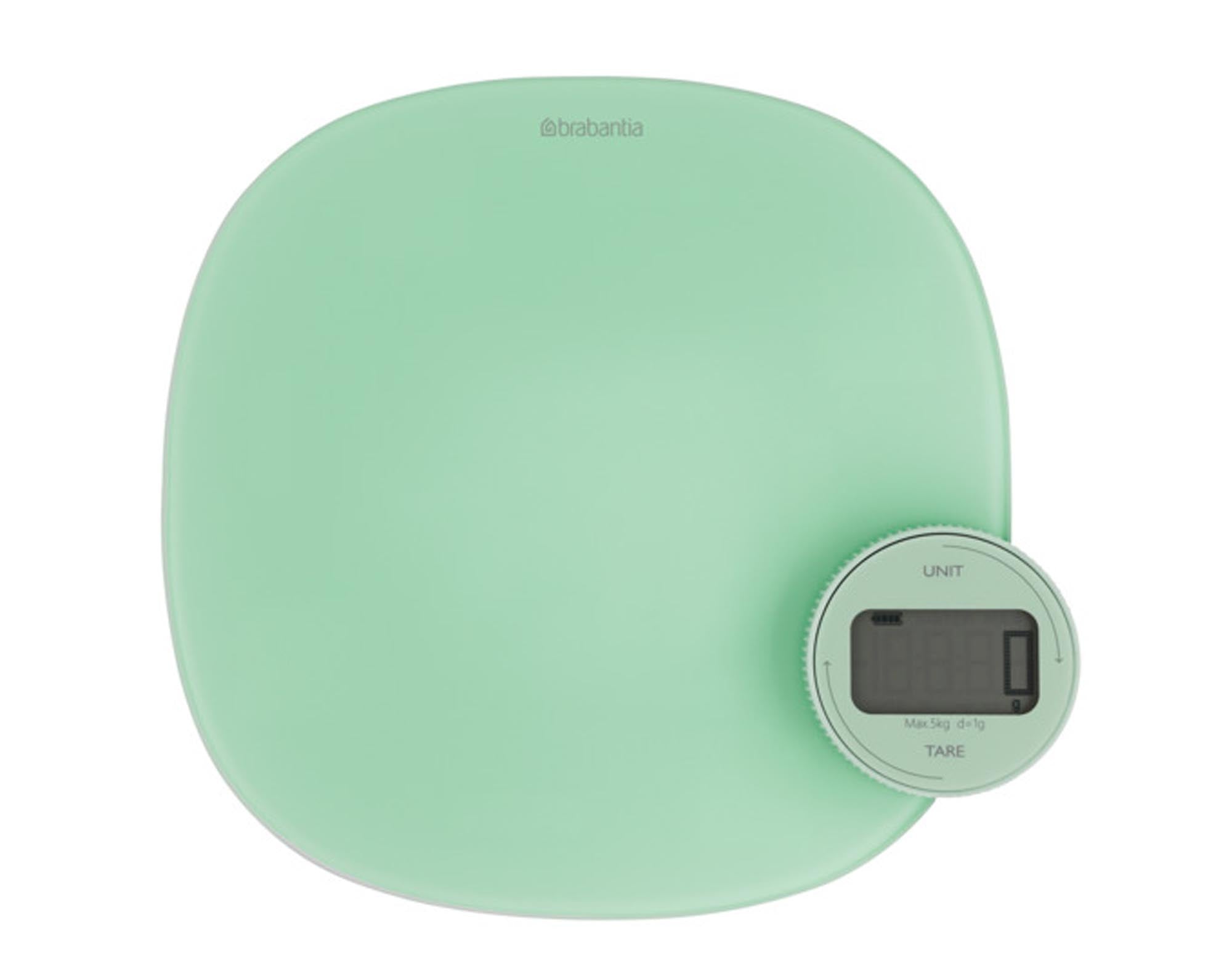 Entdecken Sie die BRABANTIA Küchenwaage plus Tasty+ in jade green – präzise, hygienisch und stilvoll. Ideal für Ihre Kochkünste!