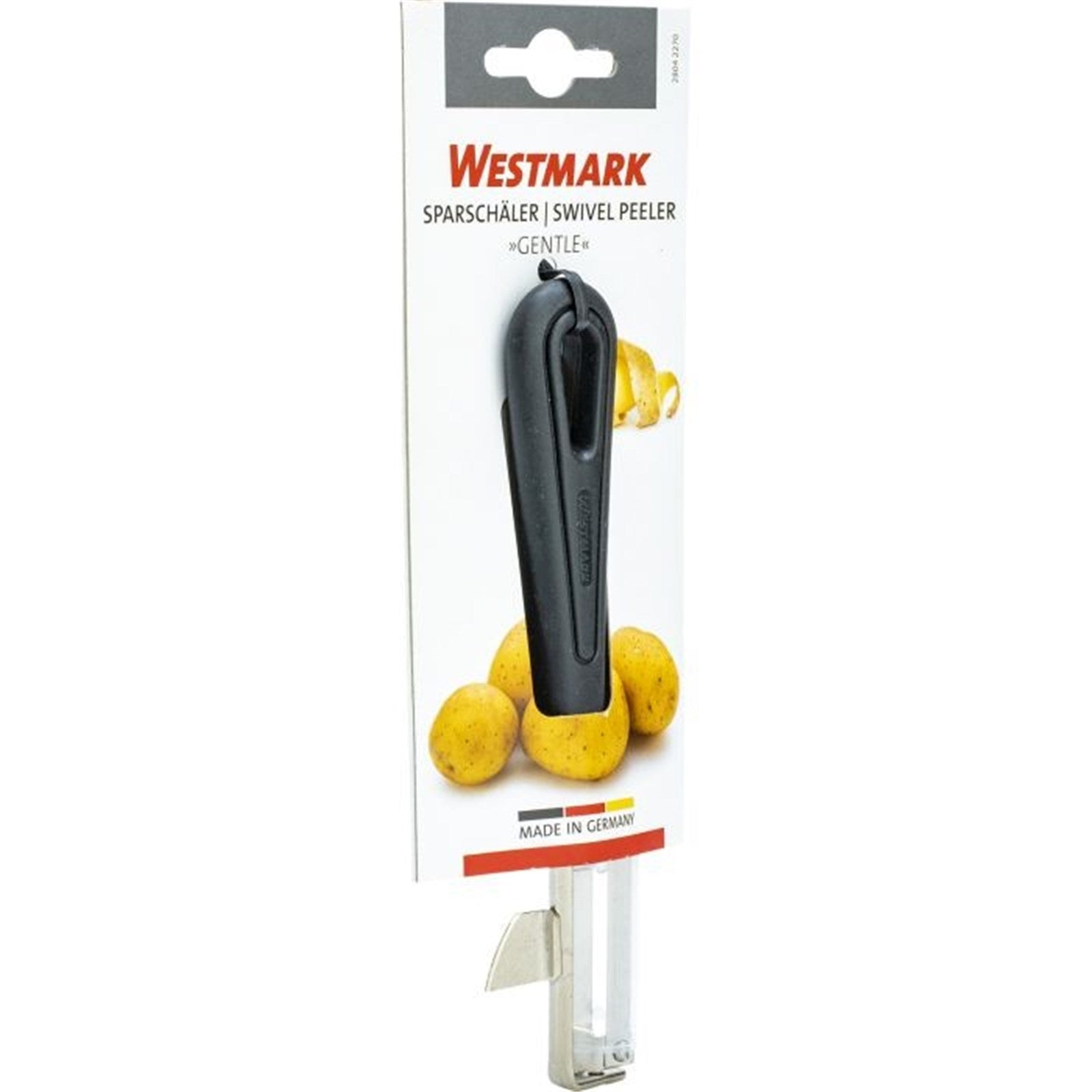 Der Westmark Sparschäler Gentle V1 bietet eine scharfe Klinge und ergonomisches Design für einfaches und präzises Schälen.