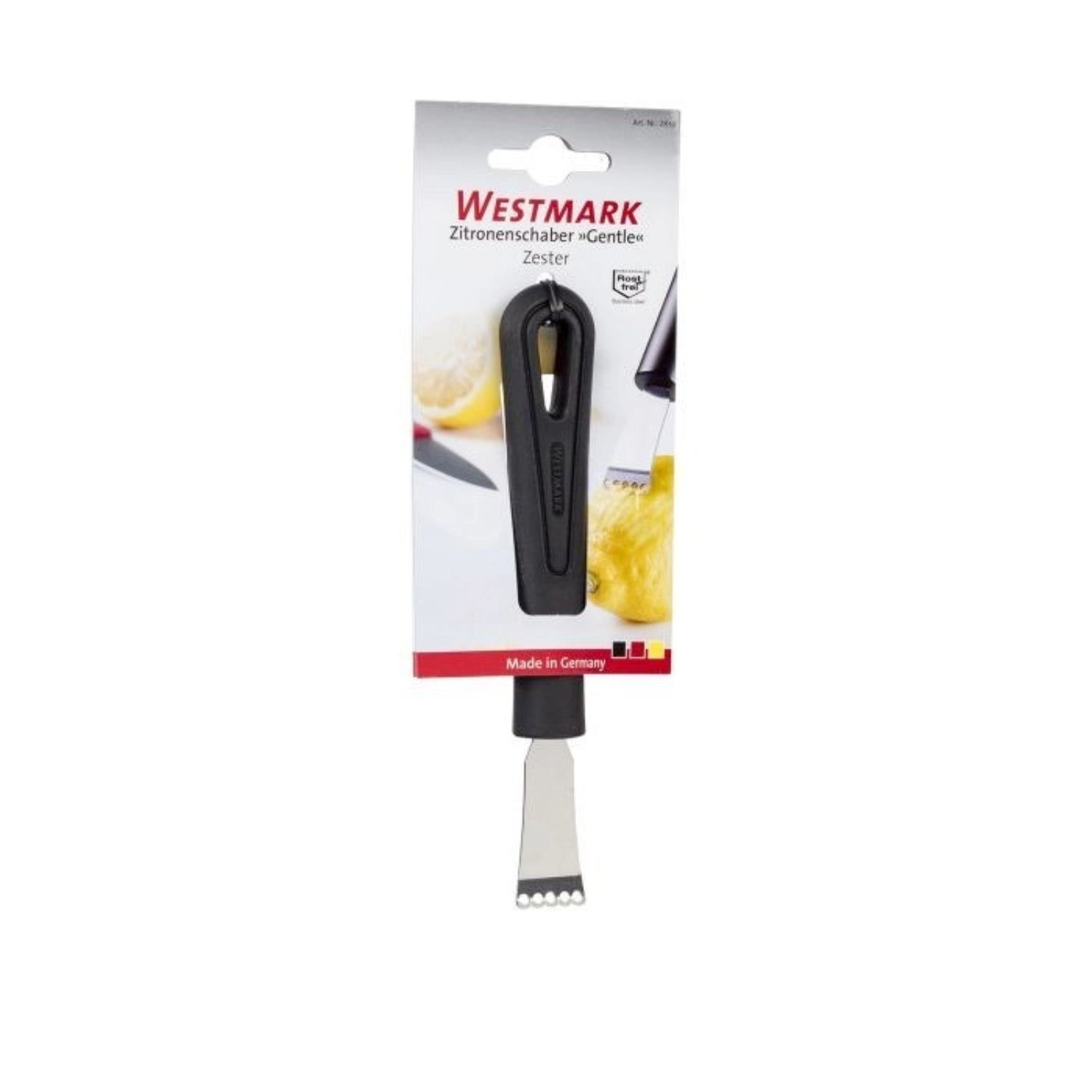 Eleganter Zestenreisser von Westmark, perfekt für feines Schaben von Zesten und präzise Küchentechniken. Ergonomisches Design für komfortable Handhabung.