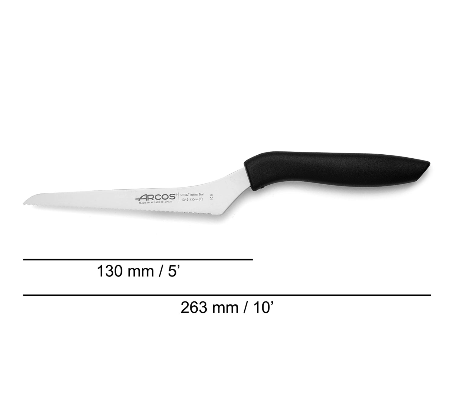 Niza Allzweckmesser mit 13 cm Klinge von Arcos, vielseitig einsetzbar in der Küche, ideal für präzises Schneiden und Zubereiten von Lebensmitteln.