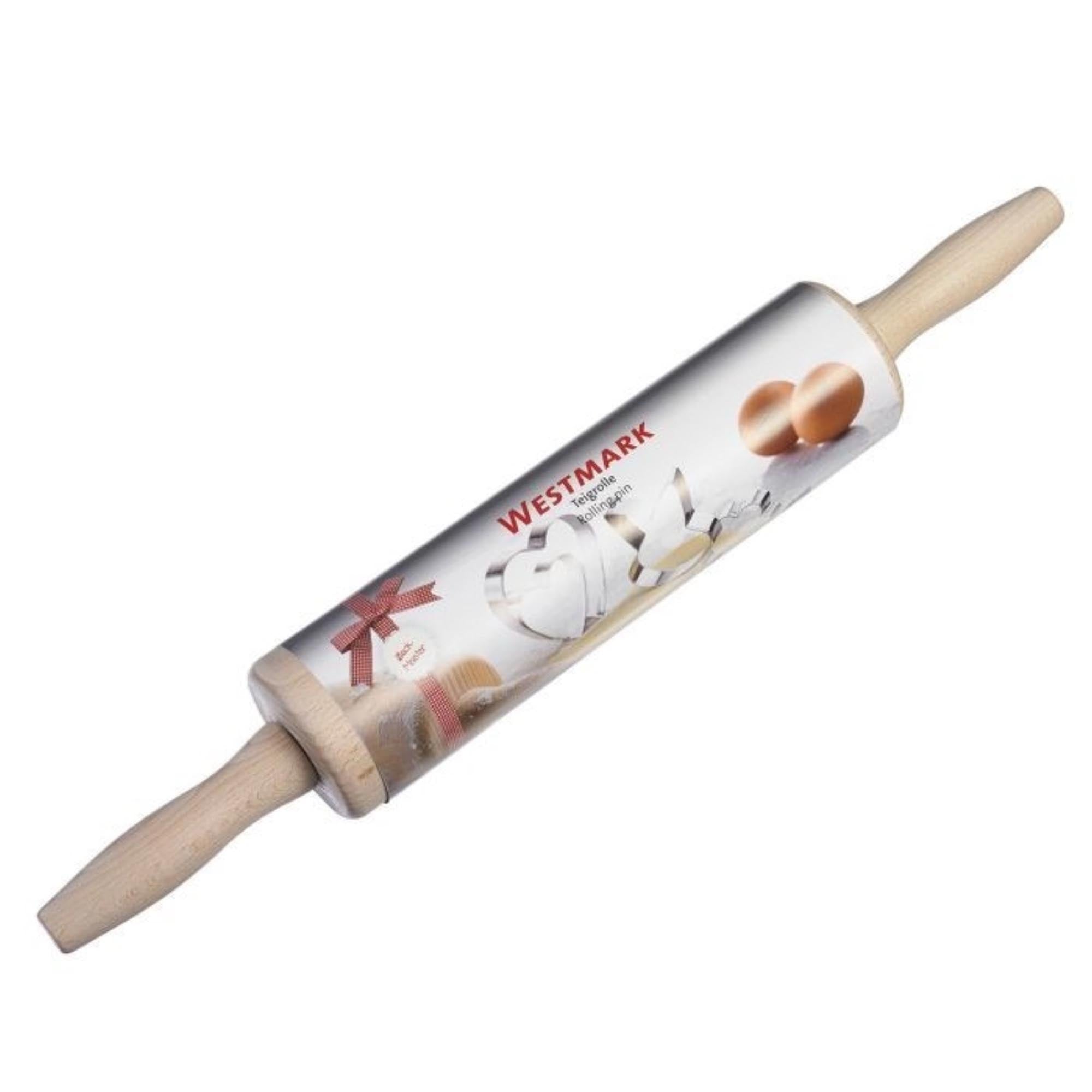 Robuste Teigrolle aus Buchenholz, 46 cm, perfekt für gleichmässiges Ausrollen von Teig, langlebig und hochwertig verarbeitet.