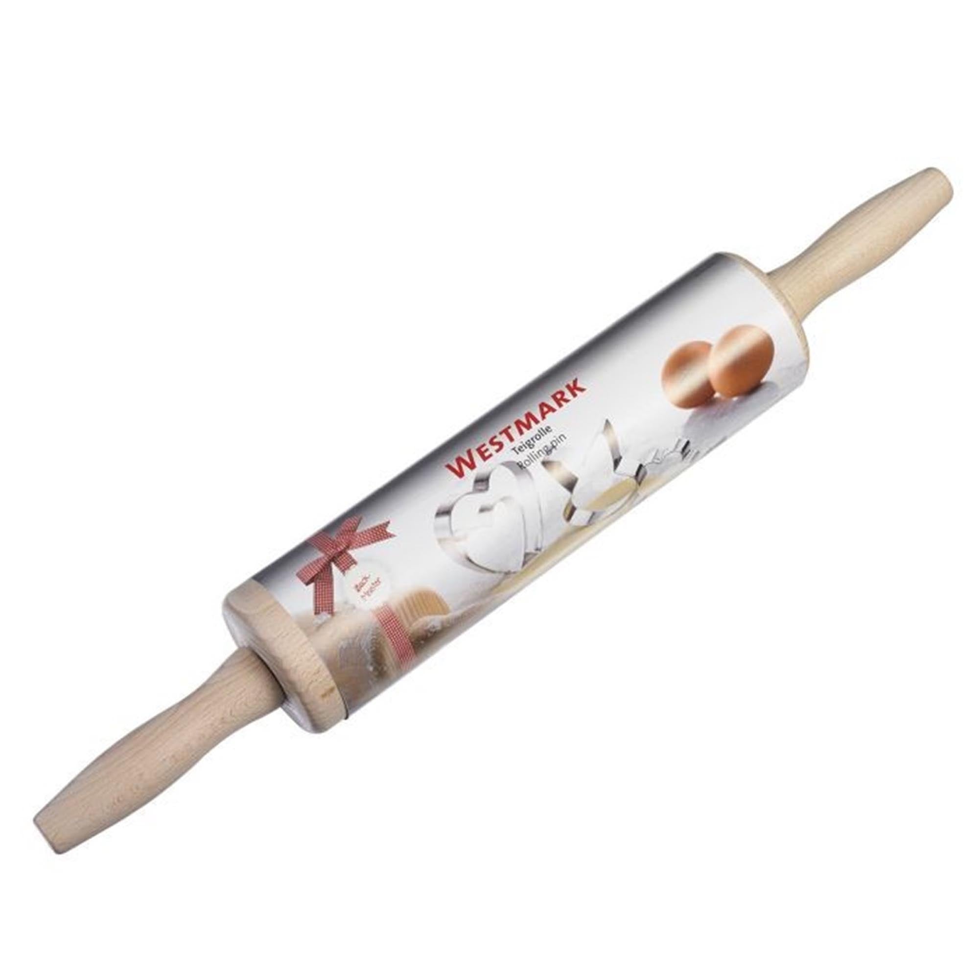 Hochwertige Teigrolle aus Buchenholz, 46 cm lang, ideal für gleichmässiges Ausrollen von Teig, langlebig und robust.