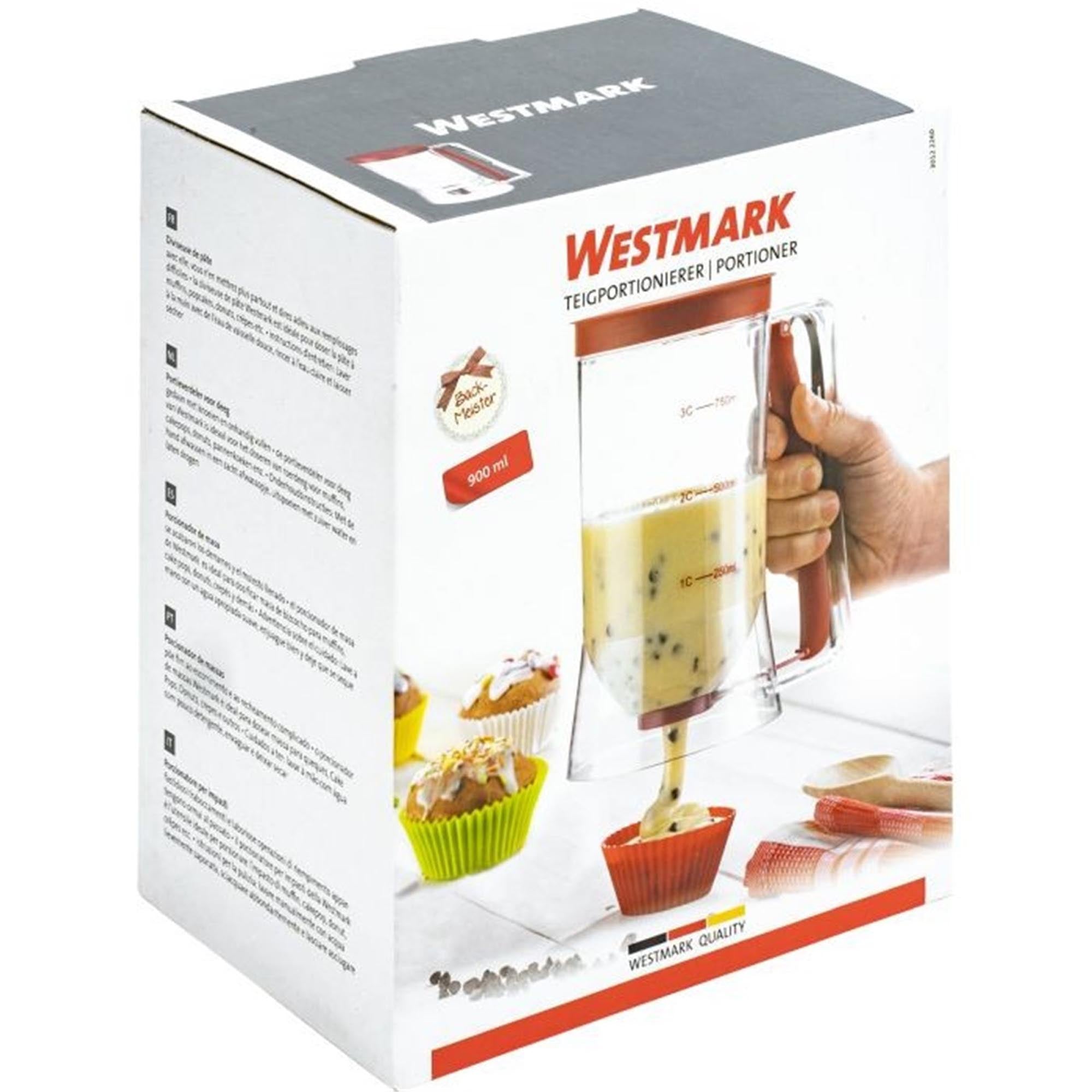 Praktischer Teigportionierer von Westmark, 900ml, ideal für präzises Dosieren von Teig, einfach zu bedienen und sauber.
