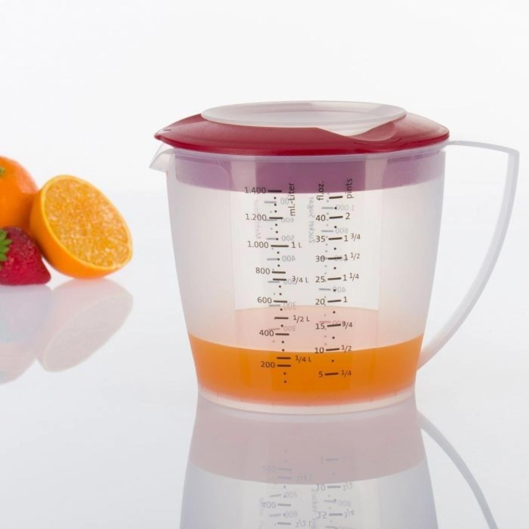 Rührbecher Helena, 1.4L, rot, Ø14.8cm, H15cm, mit Deckel, ideal für Backen, Kochen, langlebig, vielseitig, von Westmark, hochwertig.