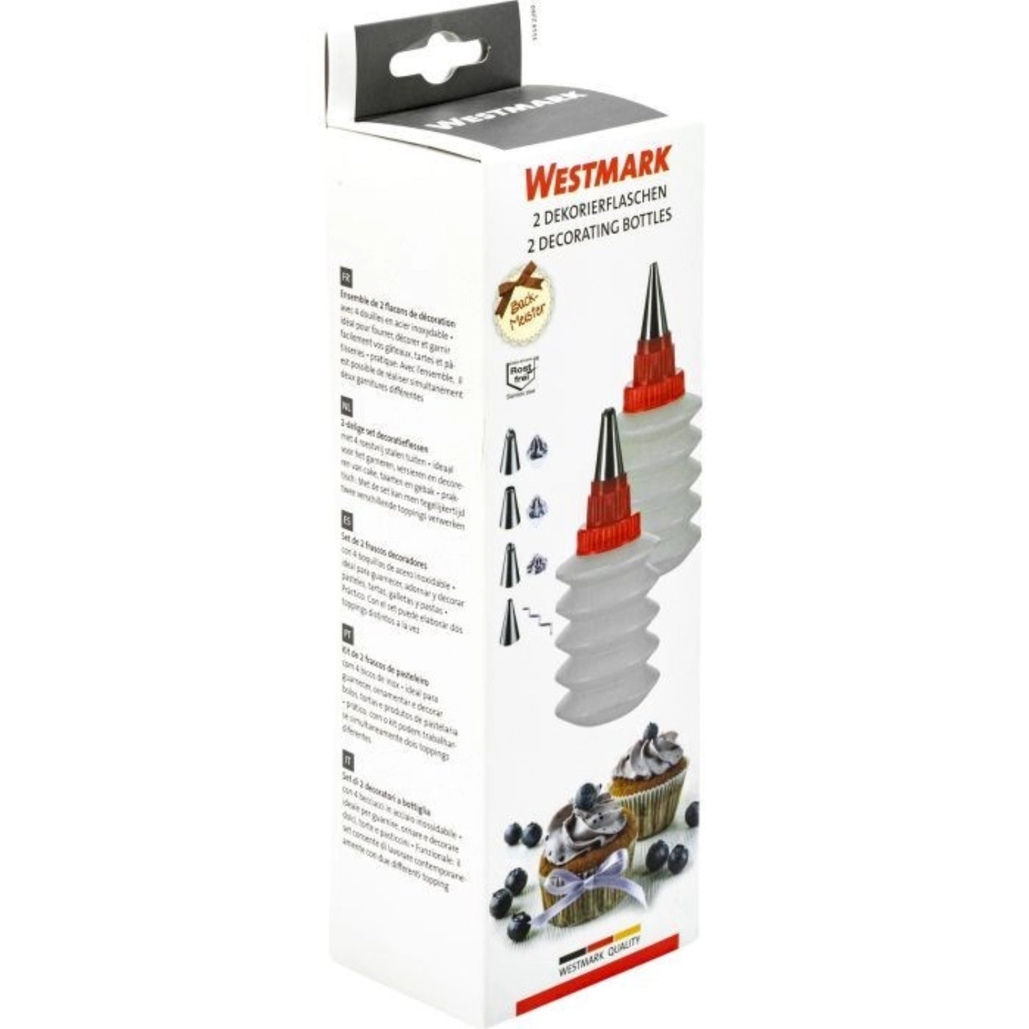 2er Set Dekorierflaschen, Edestahl und PP